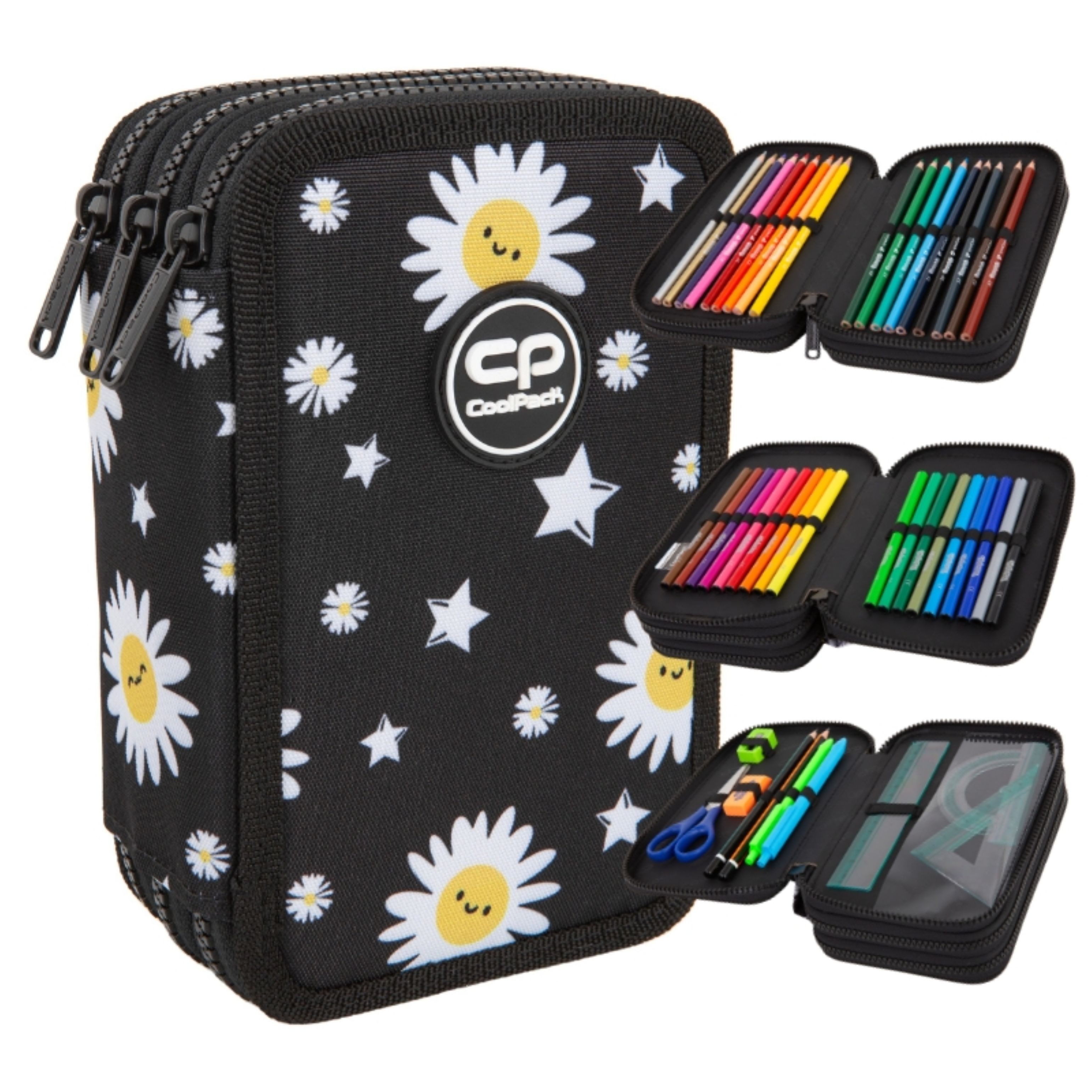CoolPack Federmäppchen CoolPack Jumper 3 Mäppchen 3-Fächer mit Colorino Ausstattung Daisy, (1-tlg)
