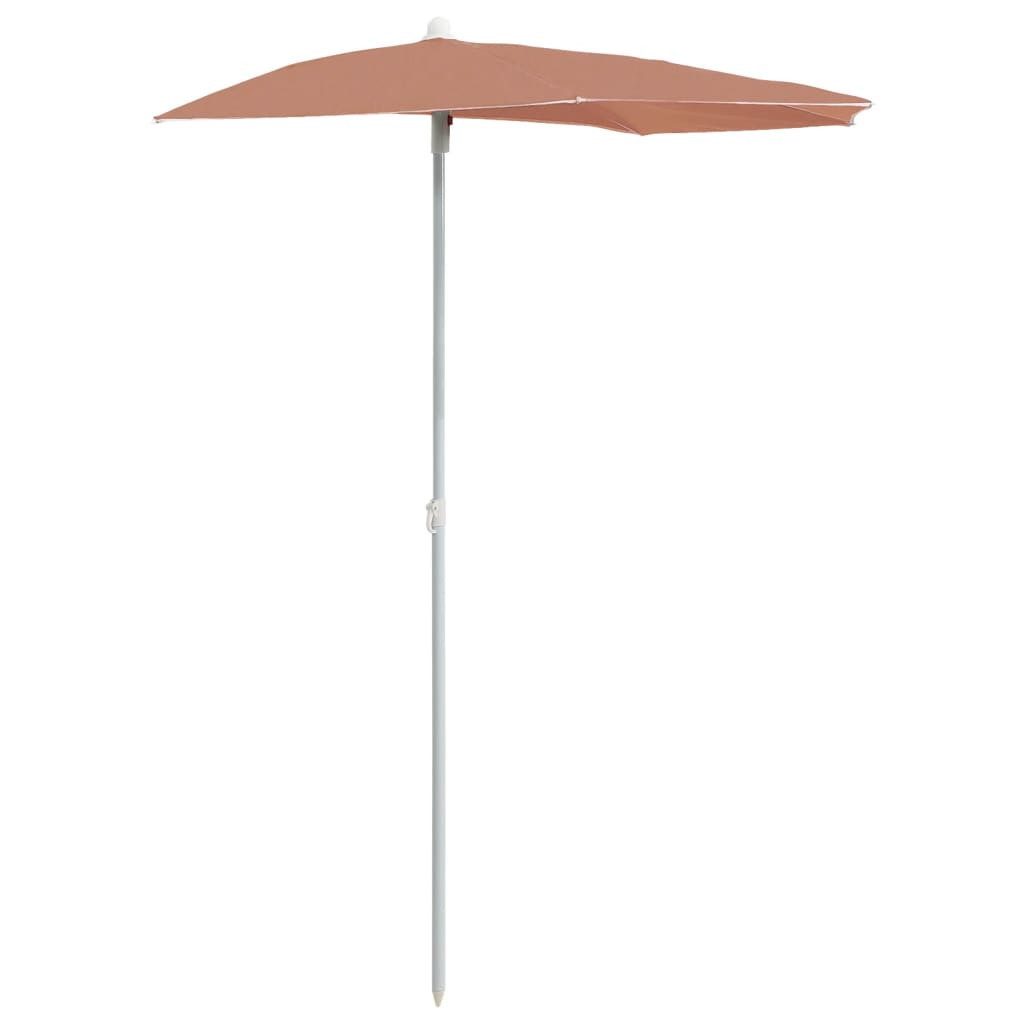 vidaXL, Halb-Sonnenschirm mit Mast 180x90 cm Terracotta-Rot