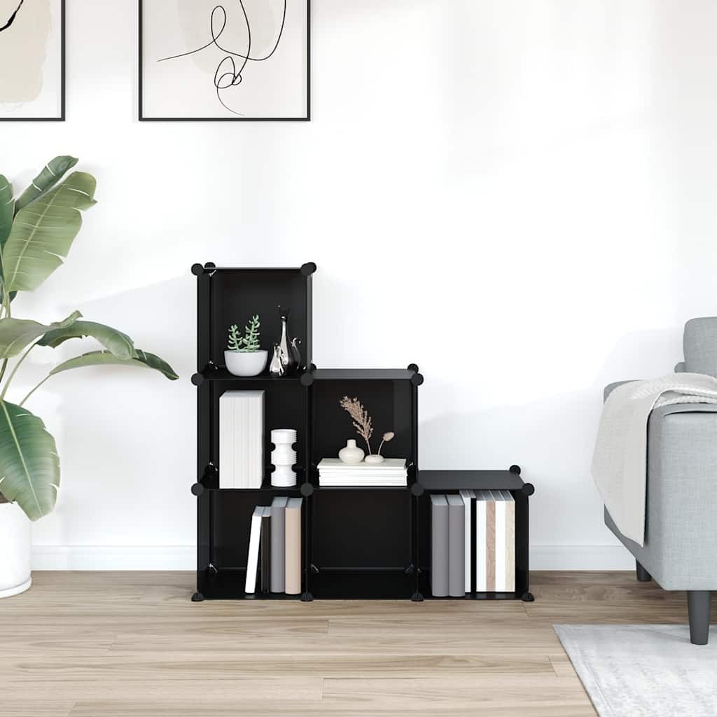 furnicato Regalwürfel Schwarzes Würfelregal aus PP-Kunststoff und Stahl 94,5x31,5x93 cm, 1-tlg.