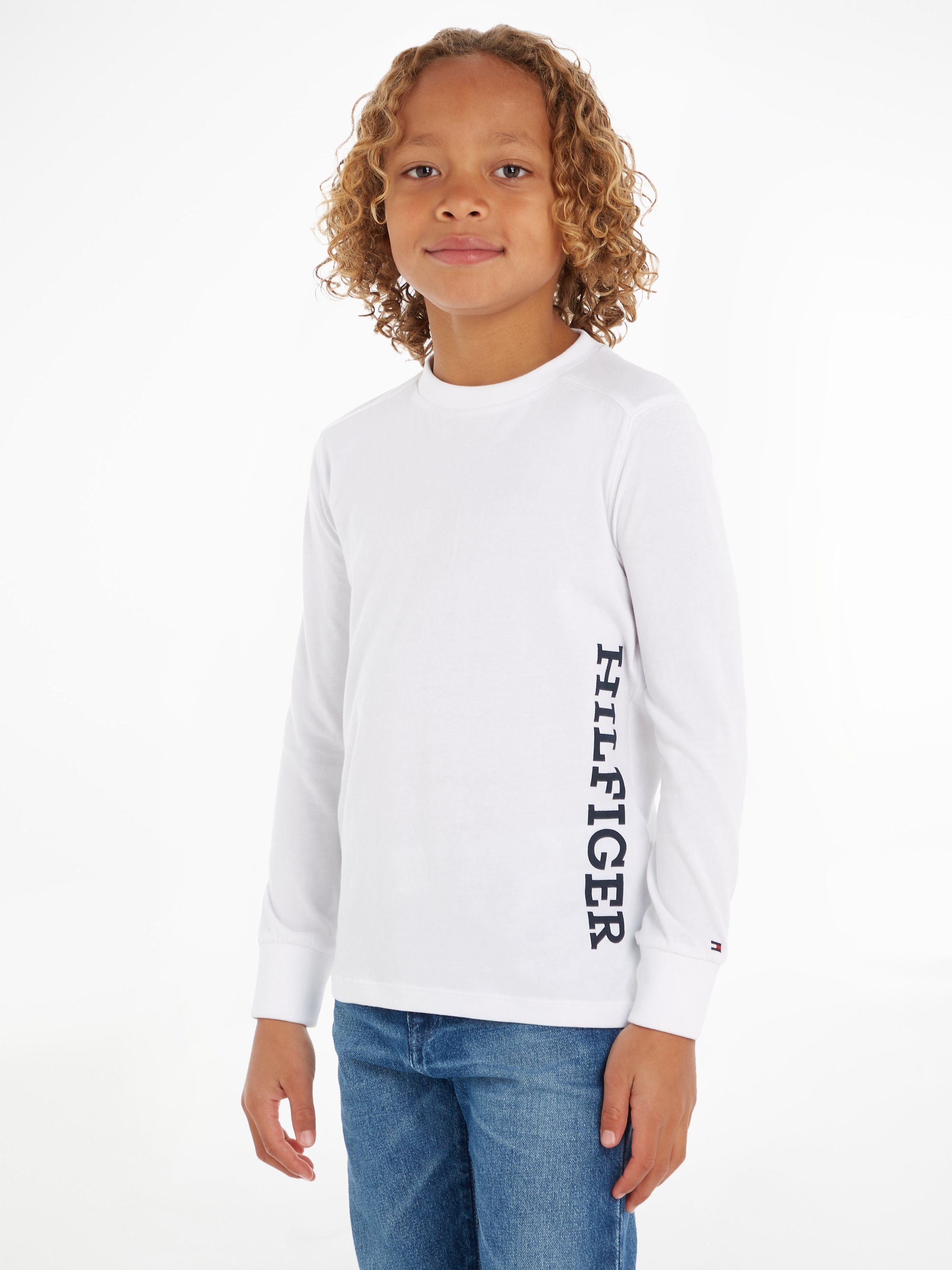 Hilfiger White für TEE Tommy MONOTYPE L/S Jungen Langarmshirt