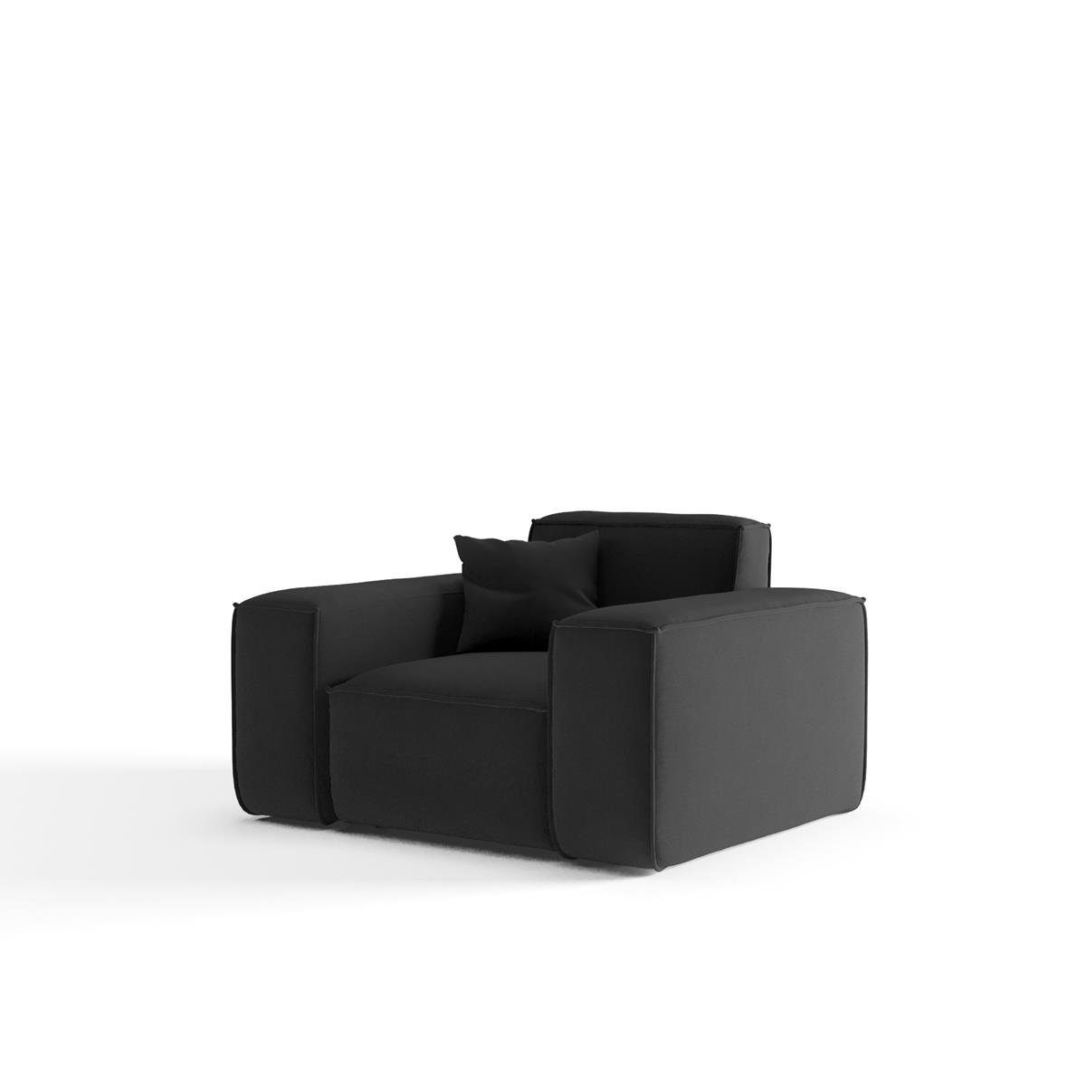Stil, 3-Sitzer Beautysofa + aus Sessel), Set breite bestehend Wellenfedern, Lugano, + mit modernes Velourstoff, Polstergarnitur Cordstoff Armlehnen (aus 2-Sitzer im oder