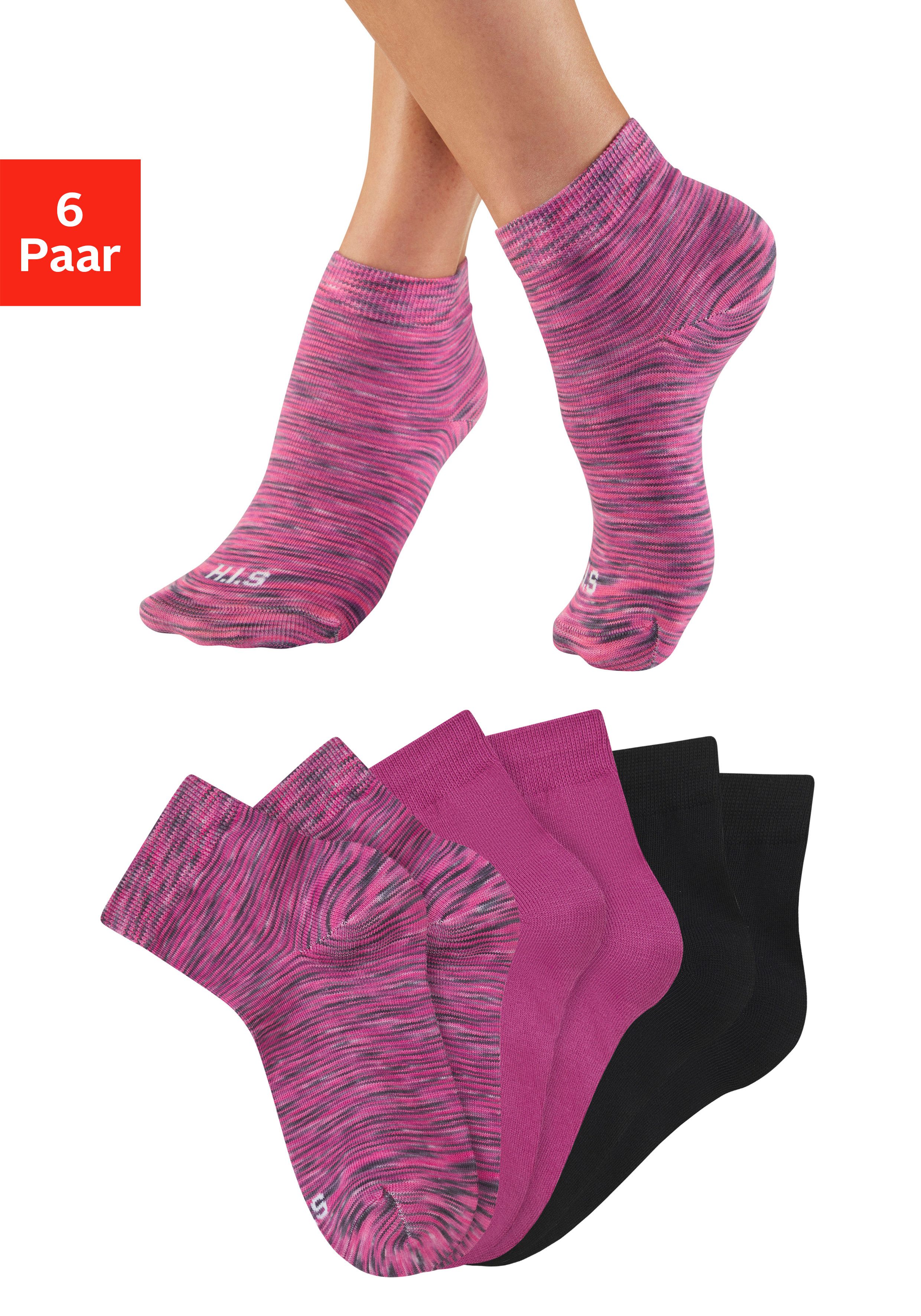 H.I.S Kurzsocken (Packung, 6-Paar) unifarben und meliert in einer Packung