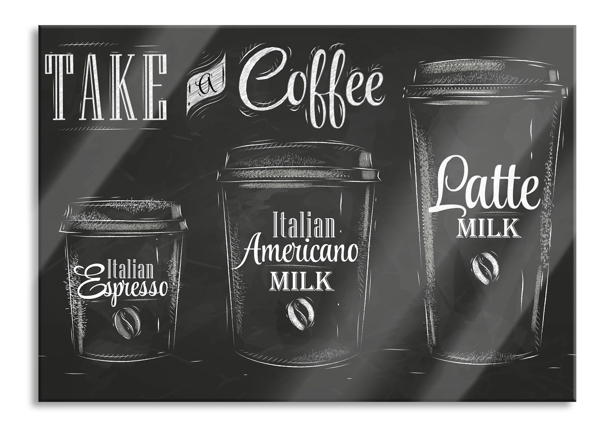 Pixxprint Take Take (1 Coffee Kaffee Coffee Aufhängungen und Kaffee Abstandshalter a Glasbild a Speziale, inkl. aus Glasbild St), Echtglas, Speziale