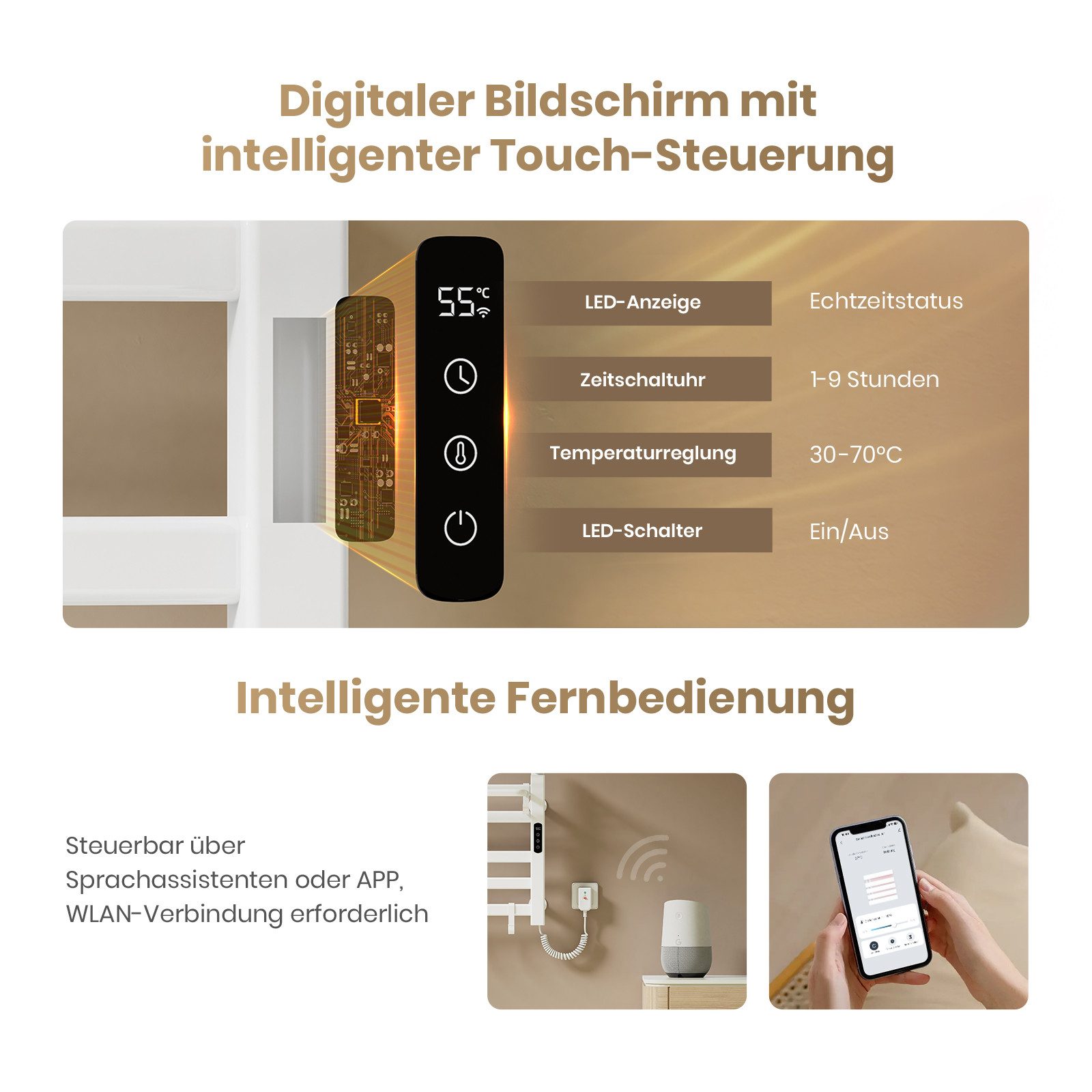 EMKE Elektrischer Badheizkörper Handtuchwärmer handtuchheizkörper mit Intel günstig online kaufen