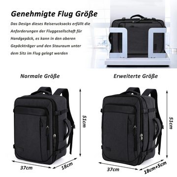 TAN.TOMI Reiserucksack 40L Handgepäck Reiserucksack, Erweiterbarer Handgepäck Rucksack, Große Laptop Rucksack für 17 Zoll, Daypack für Reisen Weekender