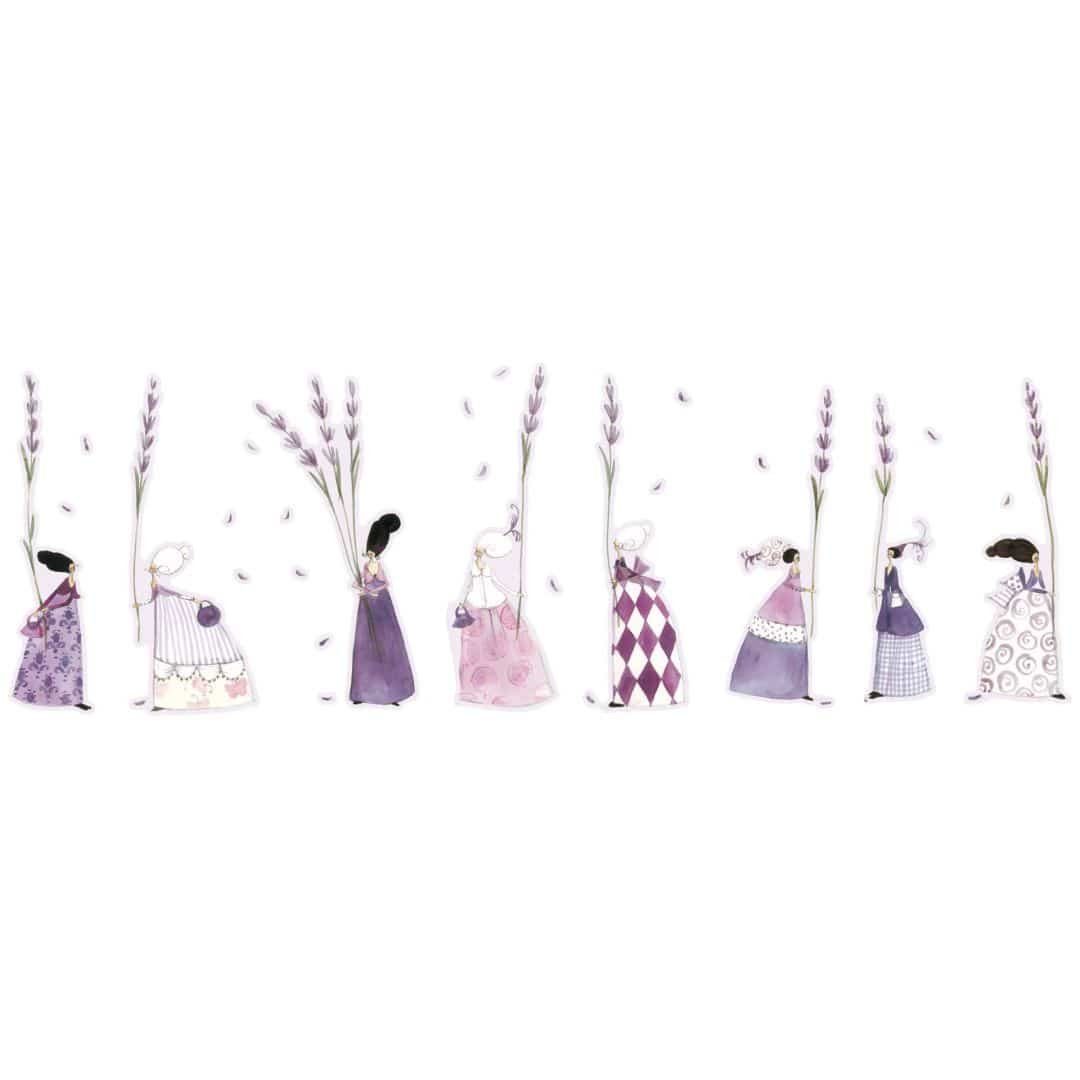 K&L Wall Art Wandtattoo Wandtattoo Kunstdruck Leffler Landhaus Lila Blumen Lavendel Frauen, Wandbild selbstklebend, entfernbar