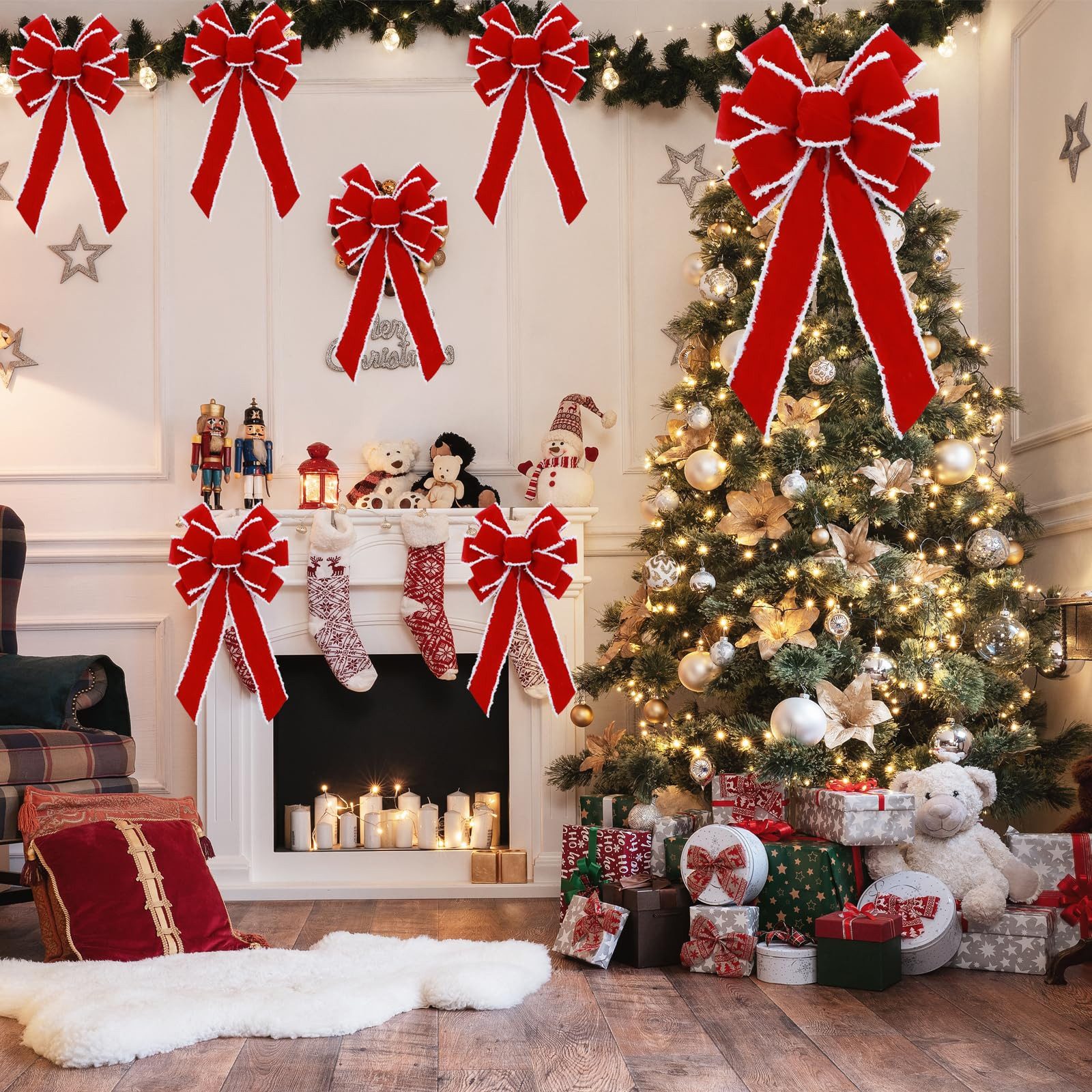 Coonoor Weihnachtsbaumschleife Geschenkschleife Groß, rote Schleifen als We günstig online kaufen