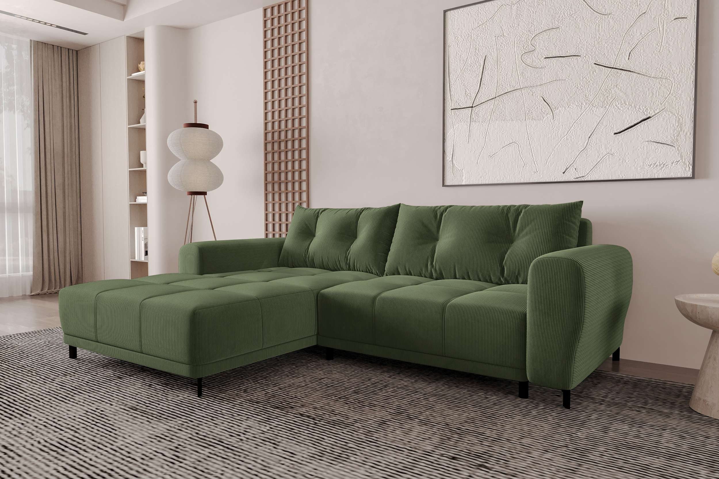 99rooms Ecksofa Massimo, Sofa L-Form, Eckcouch, mit Schlaffunktion,Rundumbezug, in Cordstoff POSO