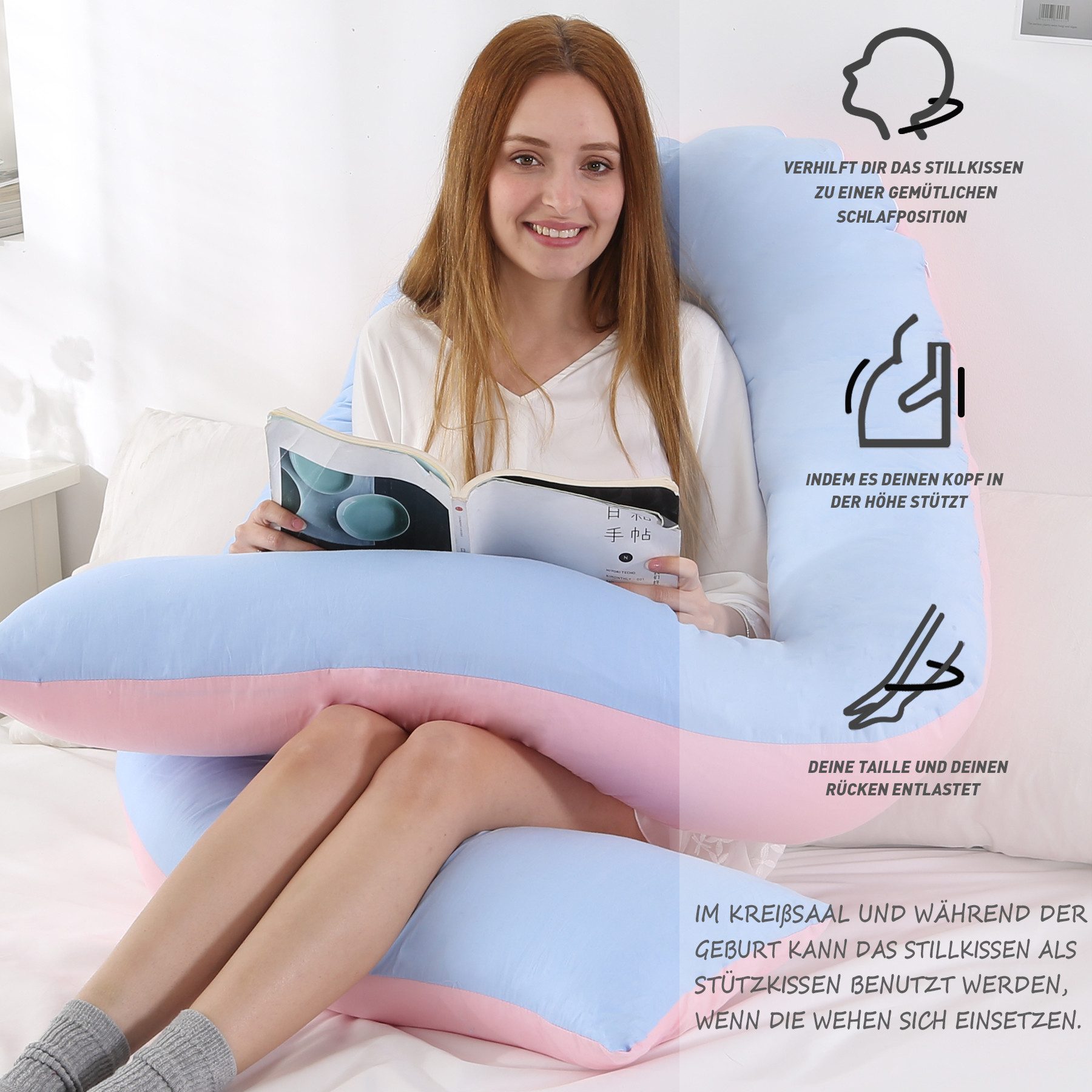 CALIYO Seitenschläferkissen Stillkissen, U-förmiges Schwangerschaftskissen günstig online kaufen