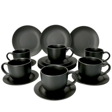 MamboCat Kaffeeservice 18-tlg. Kaffeeservice Londen Lampart Nero Schwarz