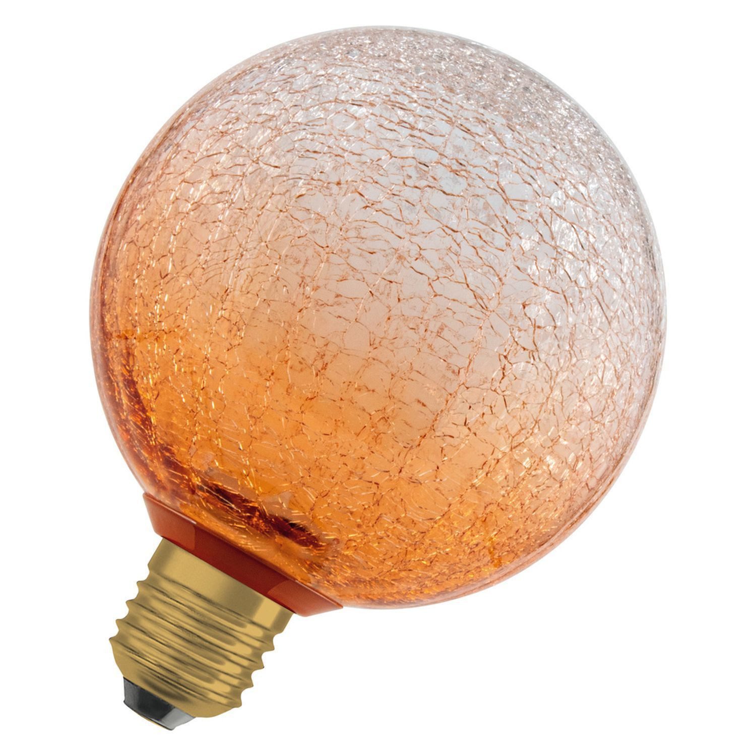 Licht-Erlebnisse LED-Leuchtmittel LAMP, E27, Warmweiß, E27 Ø 12.5 cm 2700 K 300 lm warmweiß Deko Birne Crackled Glas Orange