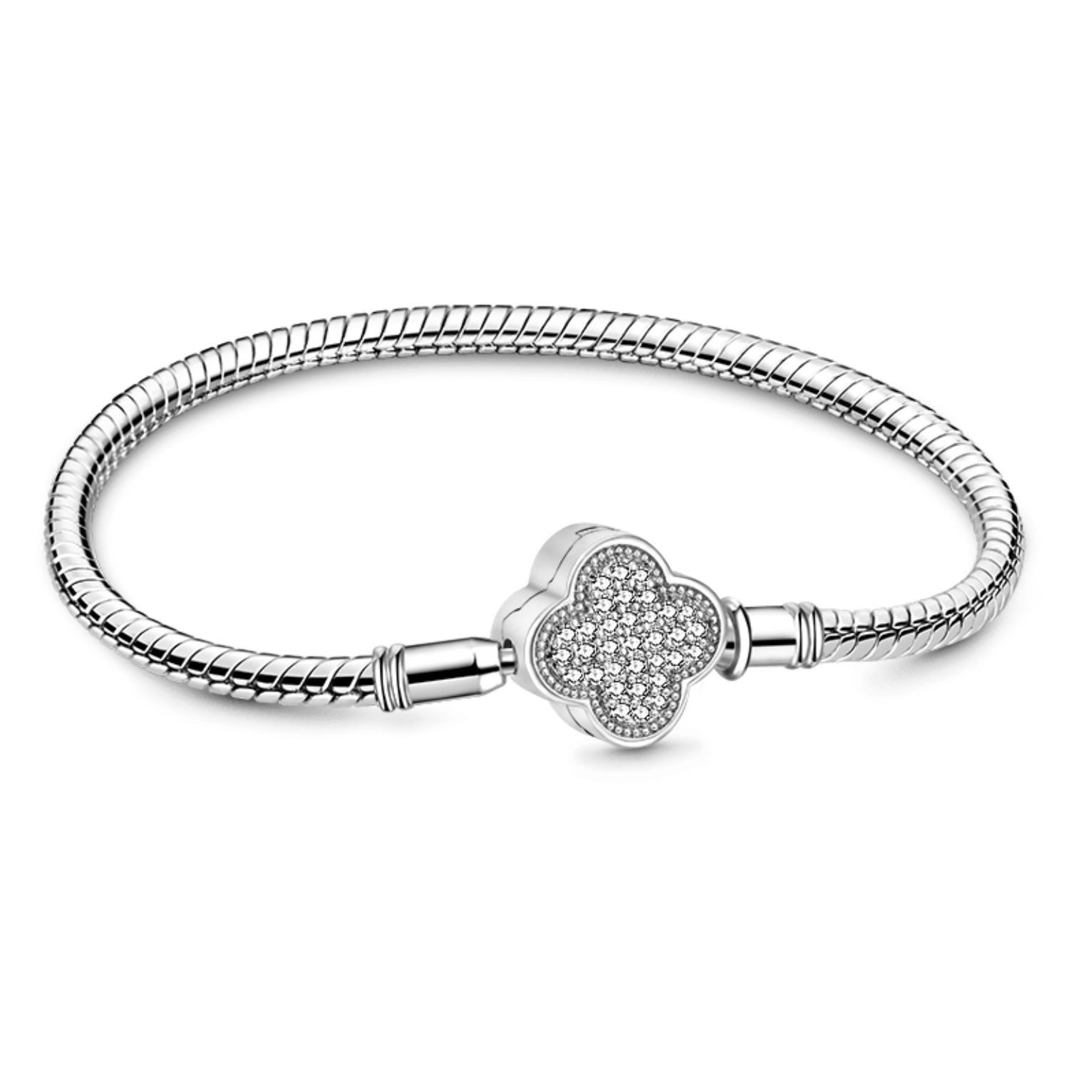 Gnoce Perlenarmband Gnoce Armband Glücksklee GNB115-19 Edelstahl/Silber