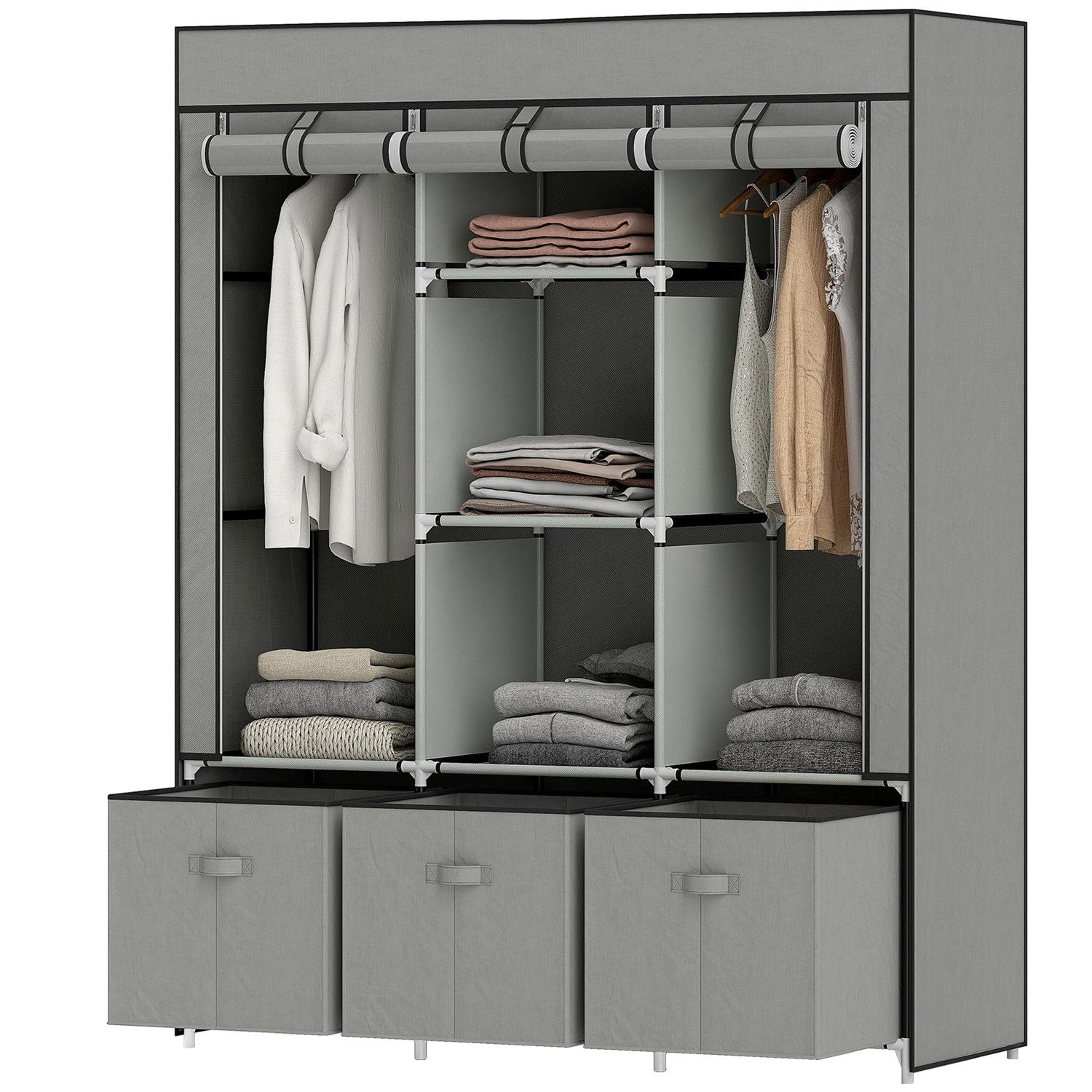 BlingBin Kleiderschrank Stoffschrank mit Kleiderstange, Schublade, günstig online kaufen