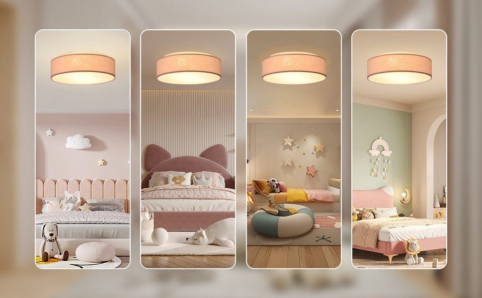 Zedelmaier Lampenschirm Deckenleuchte Deckenlampe Stoff mit Sterne Kinderzimmerlampe, ohne Leuchtmittel, für Kinderzimmer Schlafzimmer Wohnzimmer Flur – Bild 5 von 5