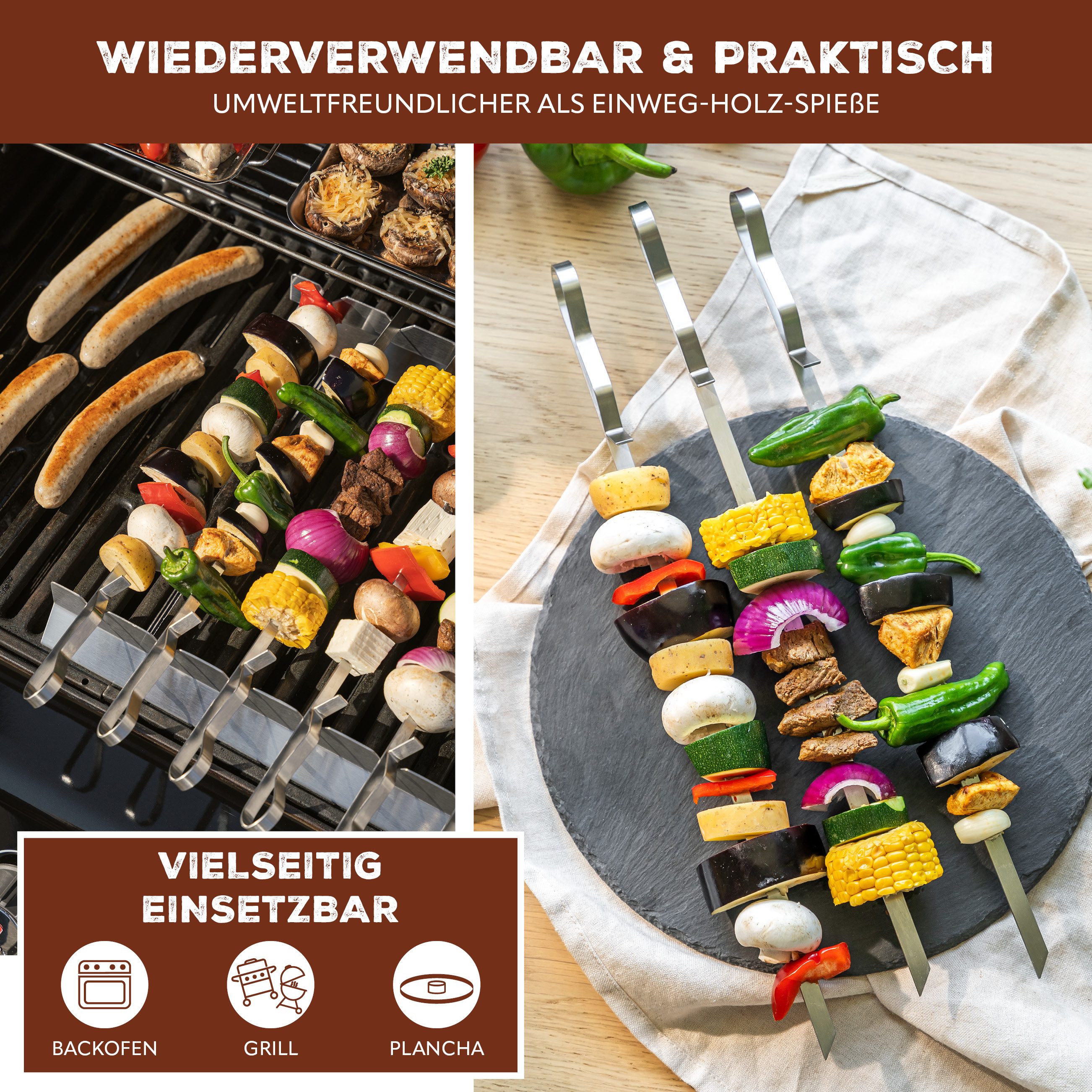 bremermann Grillspieß 6er-Set mit 2 Ablage-Gestellen, Grillspießhalter (6-St)