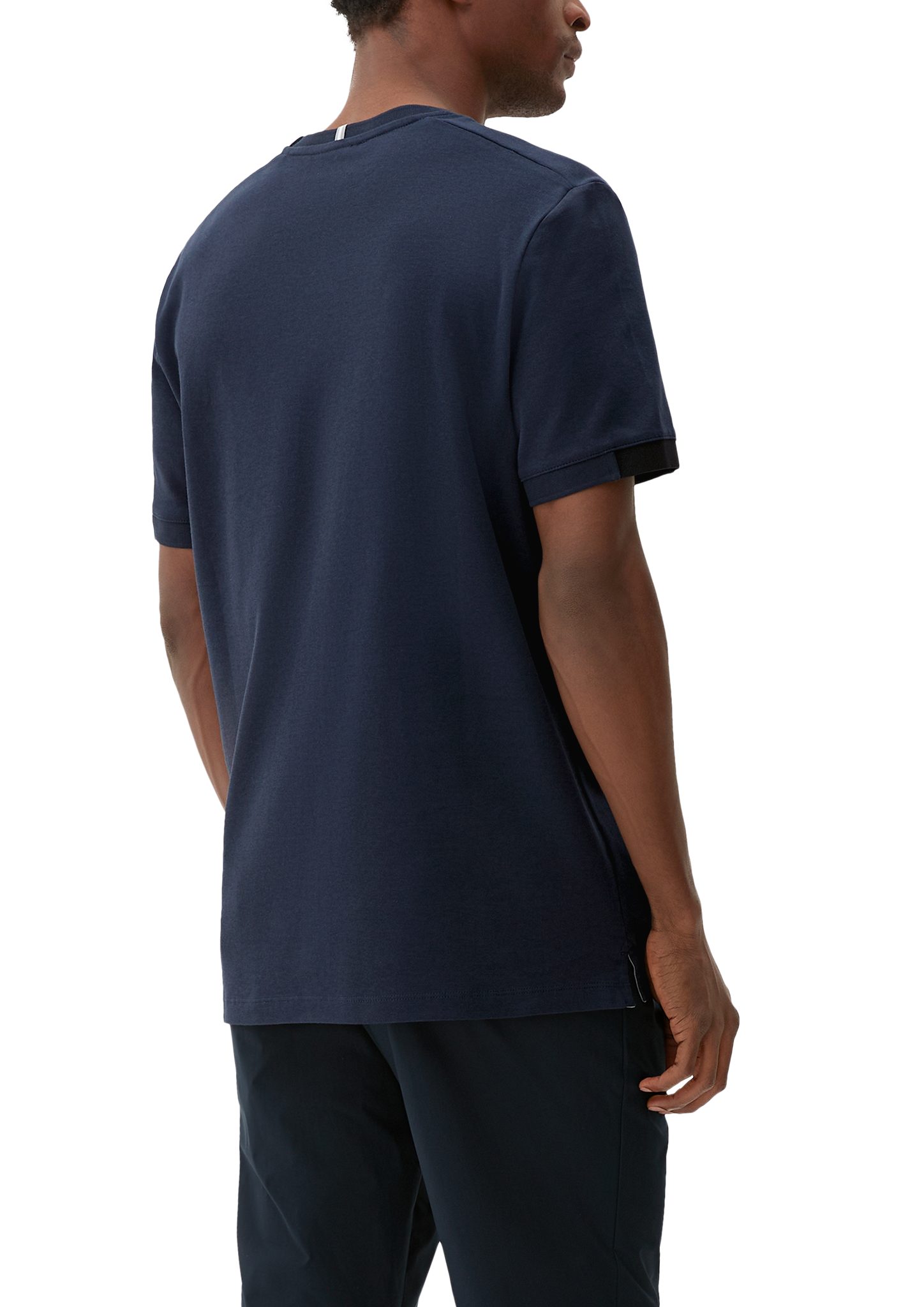 Labelpatch s.Oliver T-Shirt Kontrast-Details Kurzarmshirt Label-Patch, navy mit