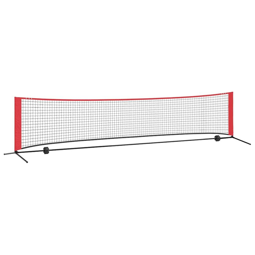 vidaXL Fußballtor 396 x 92 x 87 cm Tennisnetz Schwarz und rot 396x92x87 cm Polyester mob