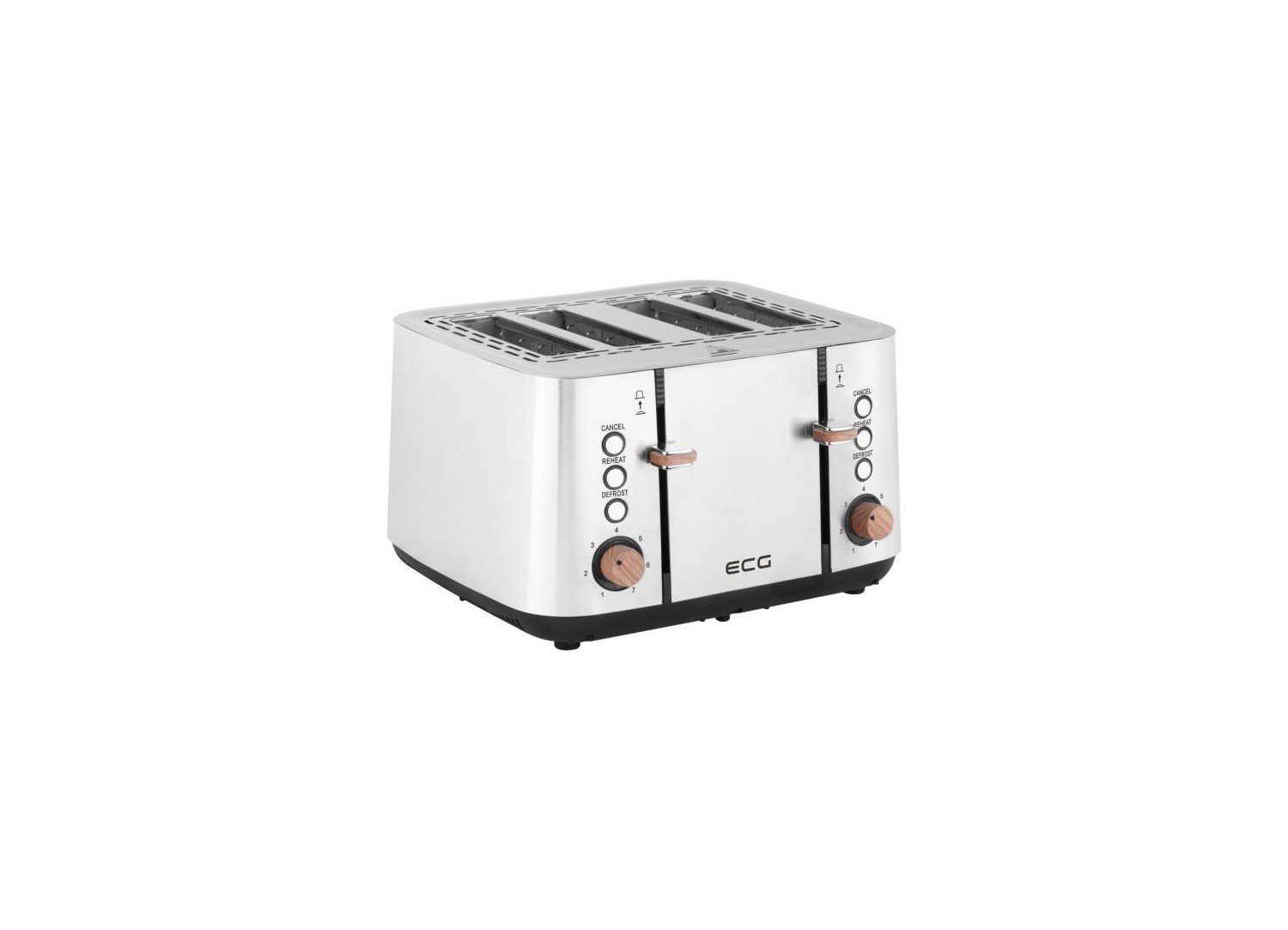 ECG Toaster ST 4767 Timber, 4 Fächer für Toast, für 4 Scheiben, 1850,00 W, 4 Fächer für Toast, extra breite Schlitze, stufenlose Regelung