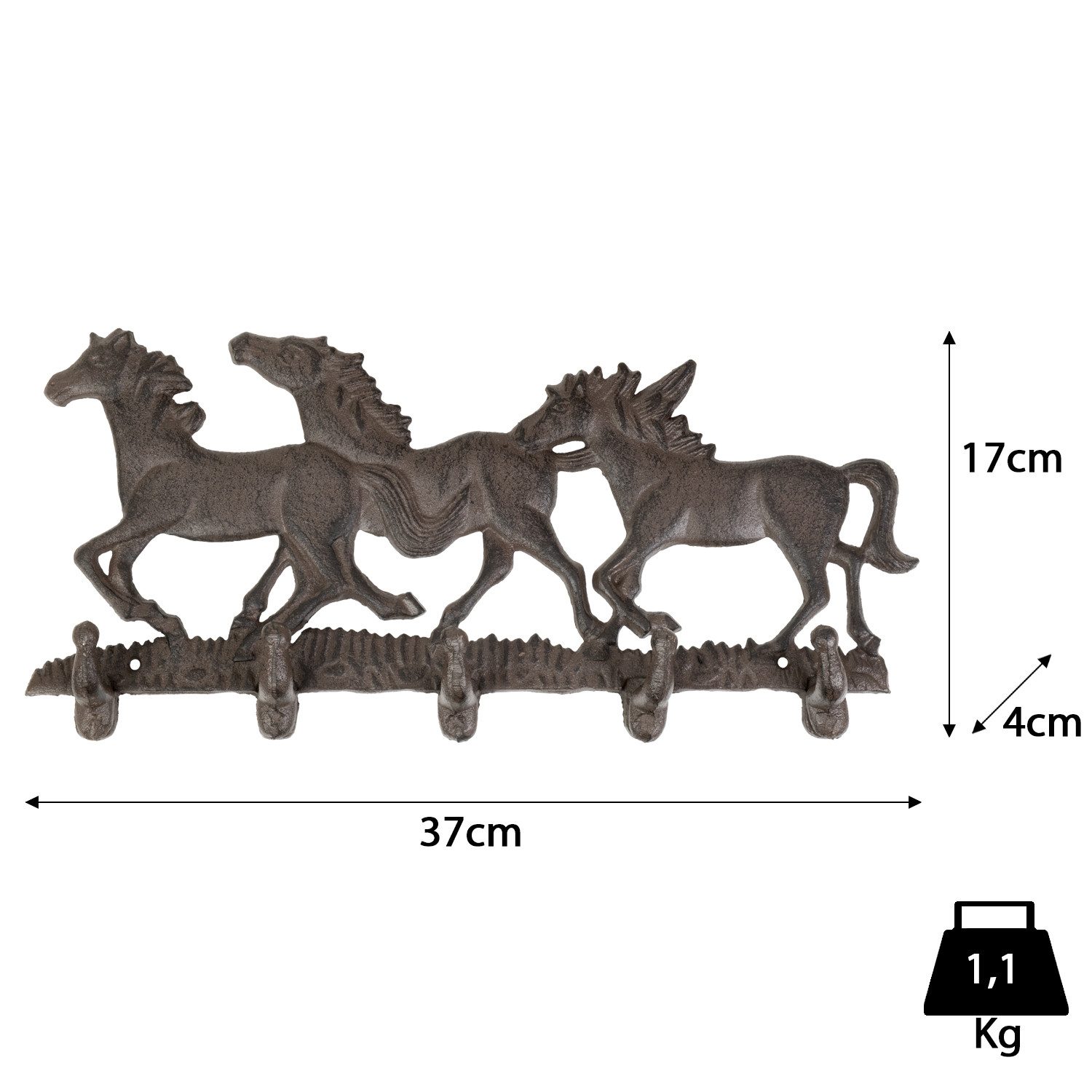 Moritz Wandgarderobe Wandgarderobe Garderobe Pferde 5 Haken braun, Hakenlei günstig online kaufen