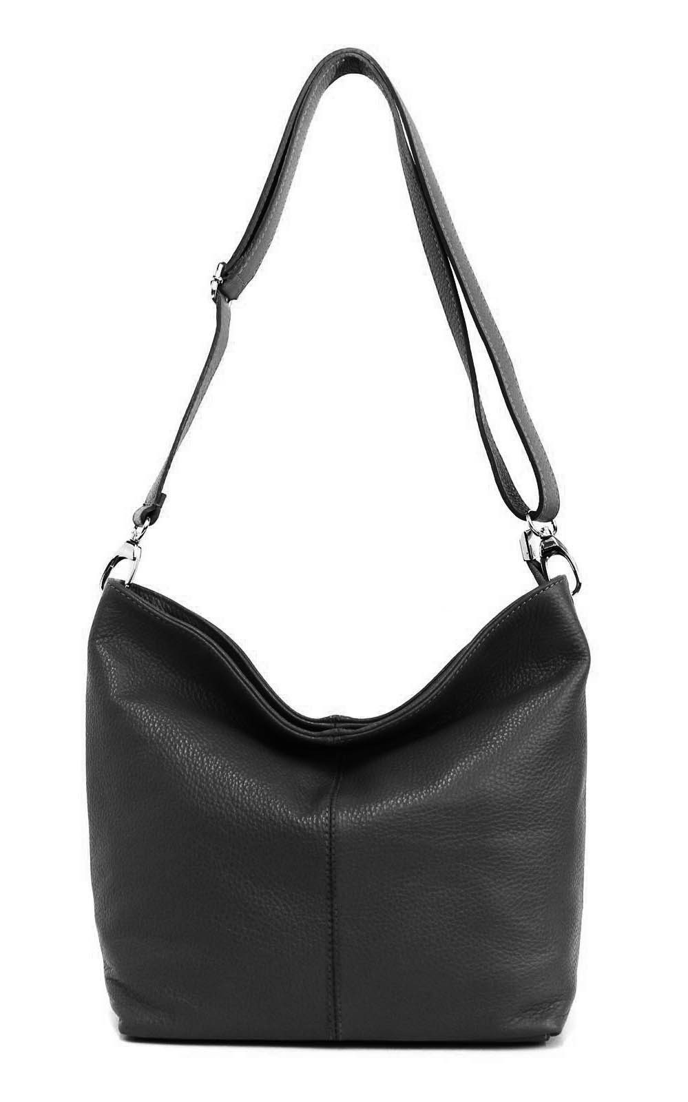 ITALYSHOP24 Schultertasche MADE IN ITALY Damen Leder Tasche Shopper Umhängetasche Cross Over Body, Brusttasche Bag große 3xFach geteiltes Hauptfach Freizeit Abend