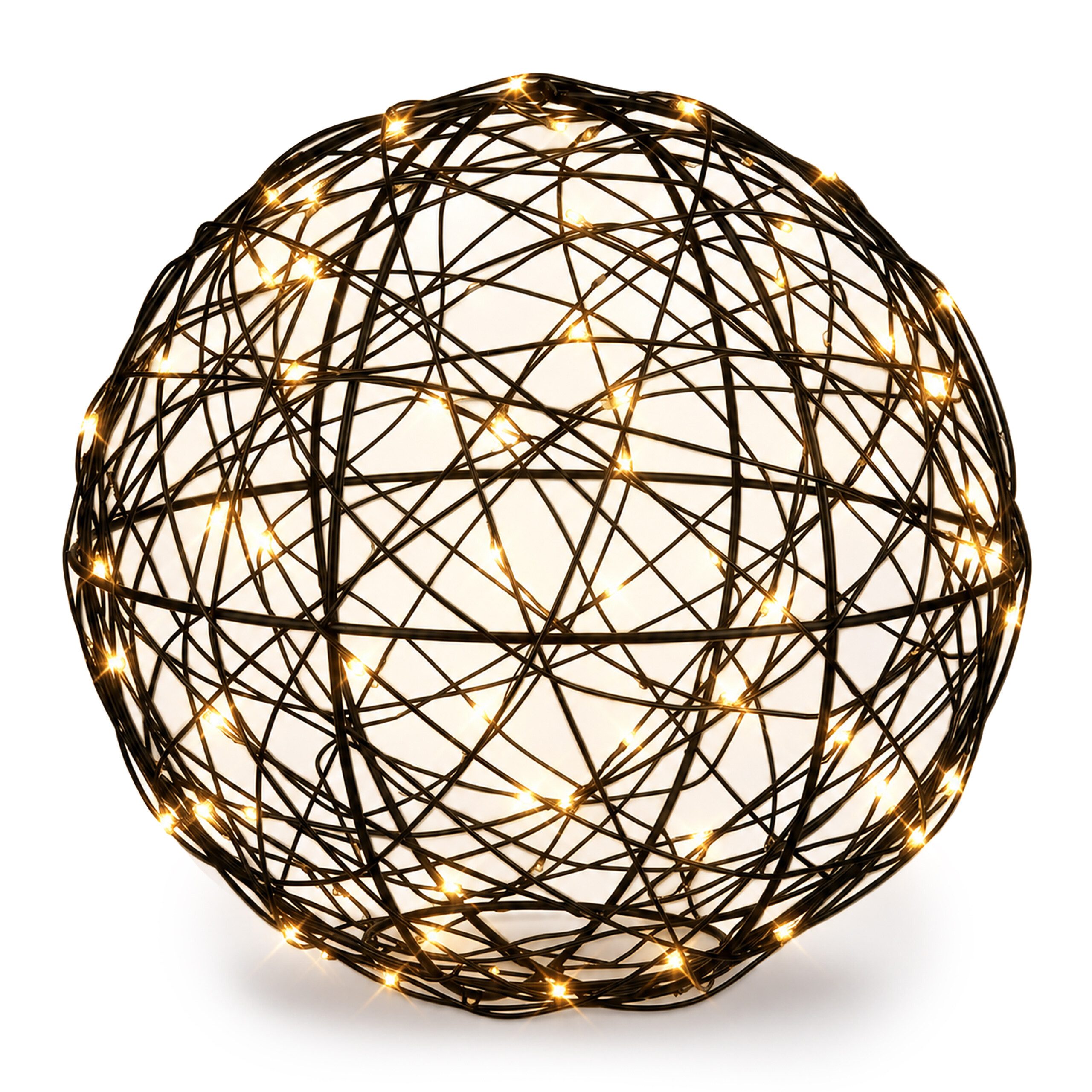 relaxdays LED Kugelleuchte LED Dekokugel 20 cm, Automatische Abschaltung nach 6 Stunden, warmweiße LEDs, warmweiß, schwarz