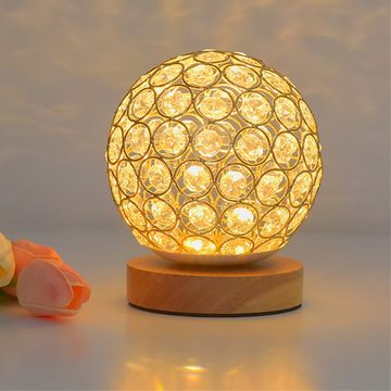 Dekorative LED Nachttischlampe USB-Nachtlampe, kleine Tischlampe, dekorative Nachttischlampen, Sockel aus Holz, dimmbar