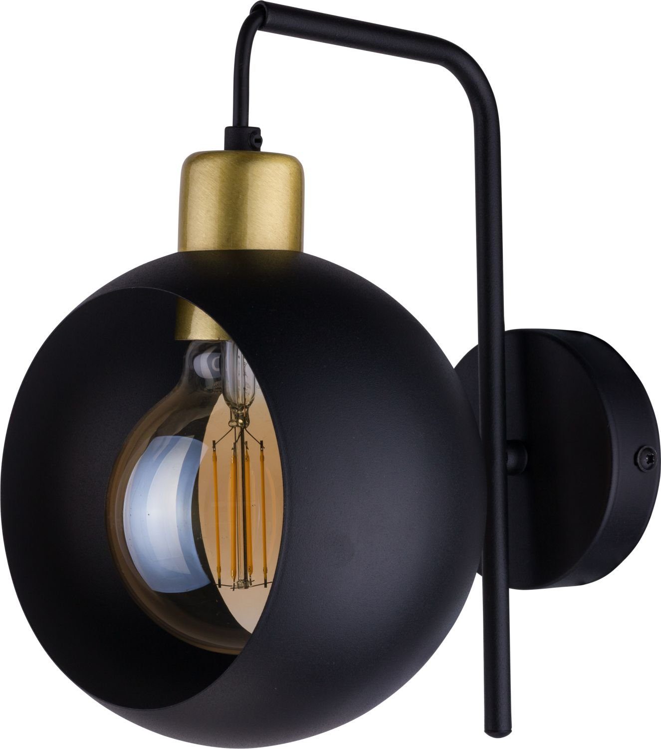 Wandlampe elegant E27 ohne Wandleuchte in MAZAO, Metall Licht-Erlebnisse Schwarz Wohnzimmer Leuchtmittel, Gold