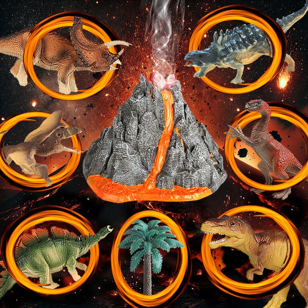 DINO SONO Spielzeug-Rennwagen Dinosaurier-Vulkan-Set Licht und günstig online kaufen