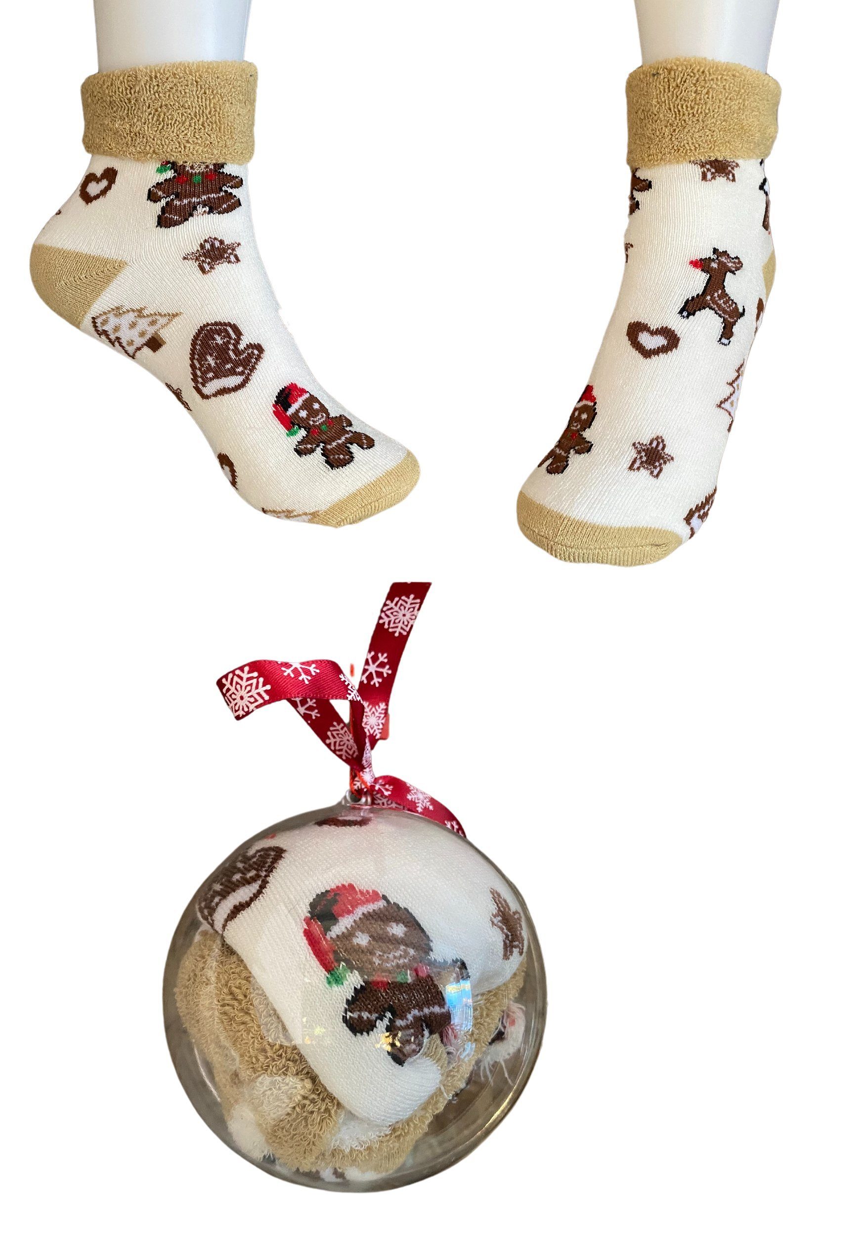 Rungassi Kuschelsocken Weihnachts Damen Socken in Weihnachts Kugel Gr. 36-41 Motiv: Motiv_9 Weiß_Motiv_9