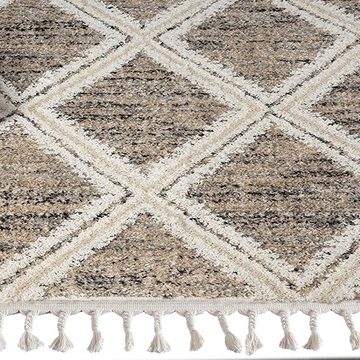 Hochflor-Teppich Orientalischer Teppich mit schönem Rautenmuster in creme, Carpetia, rechteckig, Höhe: 30 mm