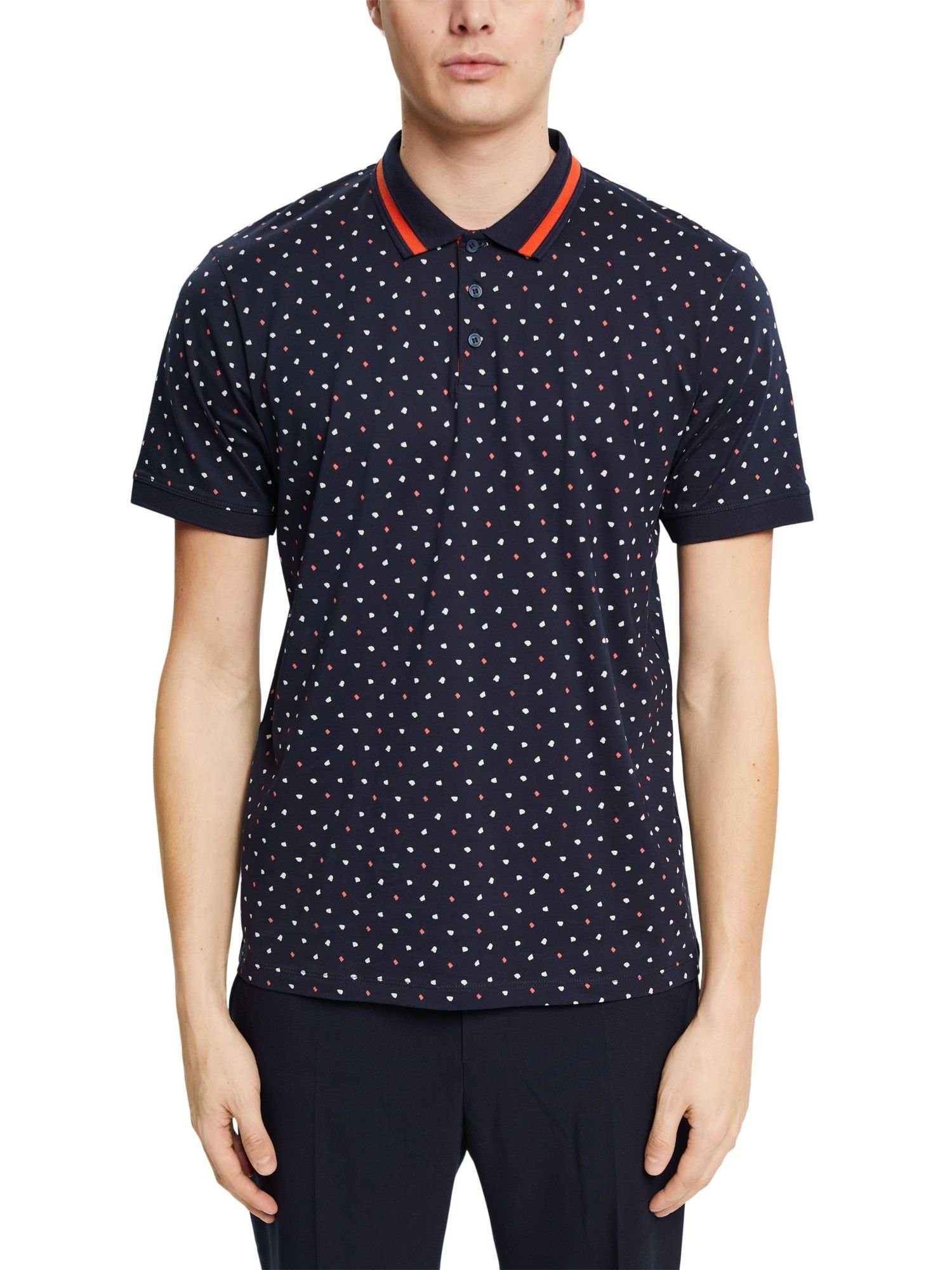 Allover-Muster Esprit Poloshirt Poloshirt mit NAVY