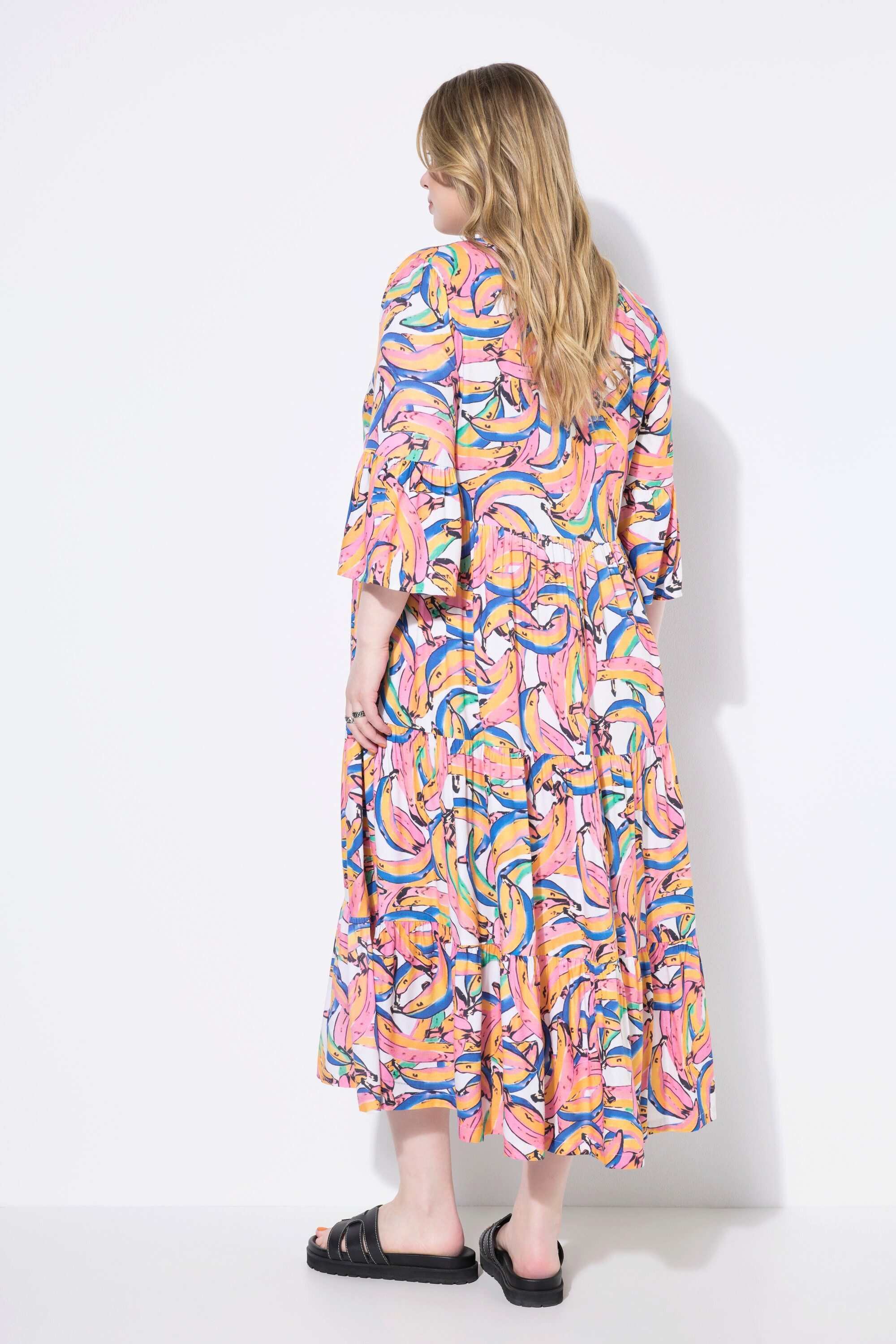 Studio Untold Maxikleid Maxikleid Bananen-Print Volants