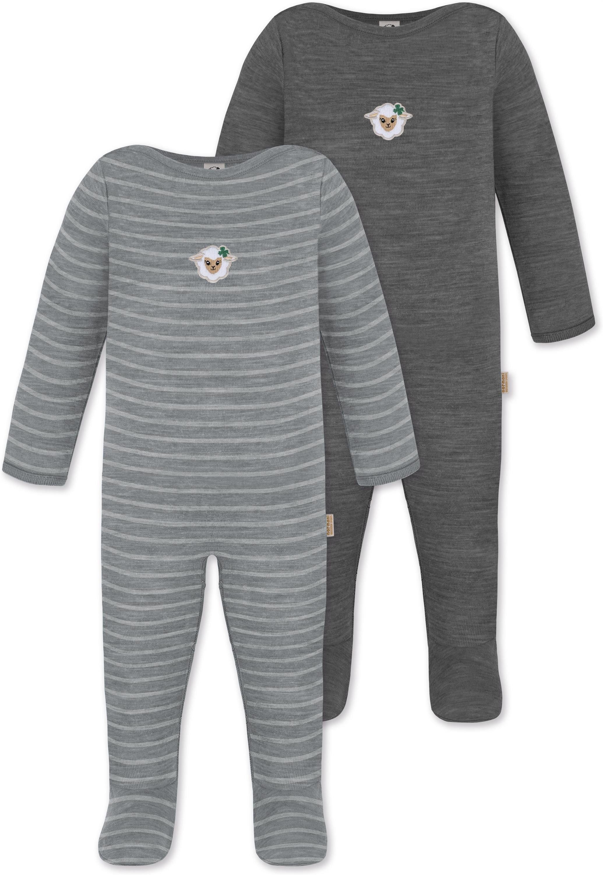 Langarmwickelbody 2er Pack MERINO Baby Merino Strampler Levin