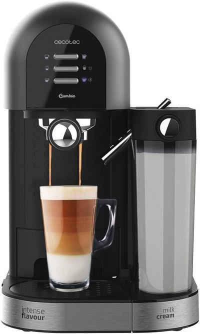 Cecotec Kaffeevollautomat Semiautomatischer Kaffee Instant Power-ccino 20 Chic Nera Serie, Fur gemahlenen Kaffee und 20 Riegel, Milchtank 0,7 ml Wassertank 1,7 l