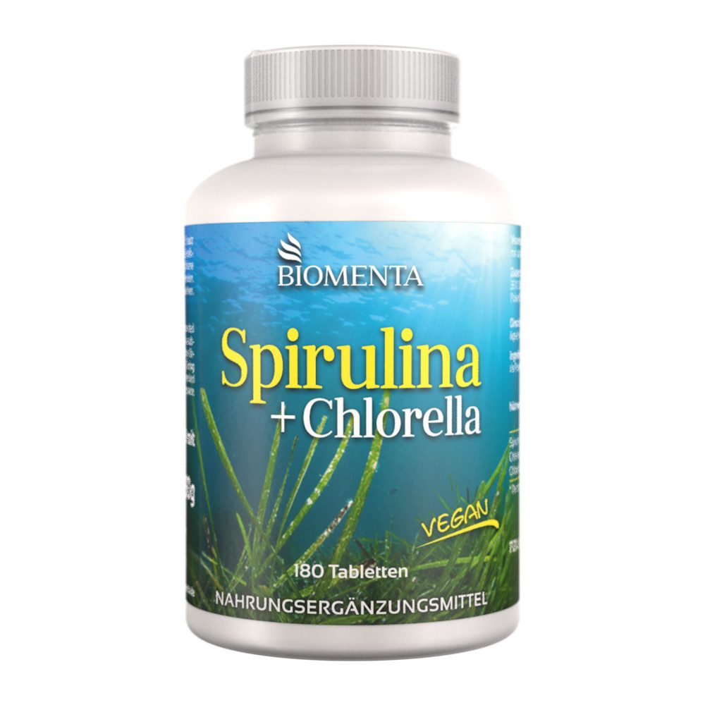 Spirulina + Chlorella - 180 Tabletten je 1.000 mg Algenpulver / St. Tabletten