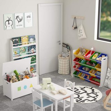 Homfa Bücherregal, Kinderregal mit 16 boxen, Spielzeugregal Kinderzimmer