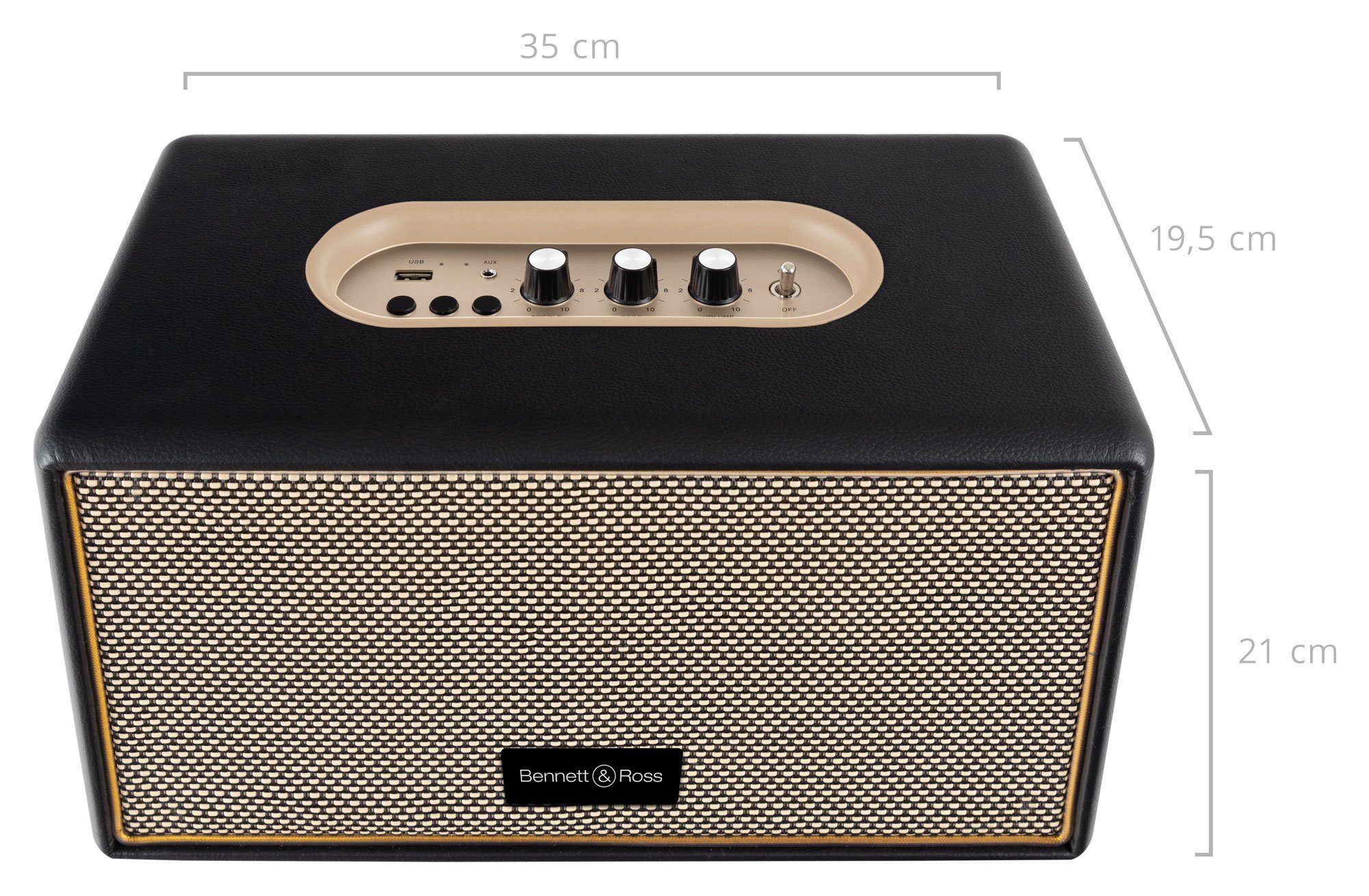 Bennett & Ross BB-860 Blackmore Stereoanlage (60 W, Retro Bluetooth Lautsprecher in Lederoptik) – Bild 4 von 5