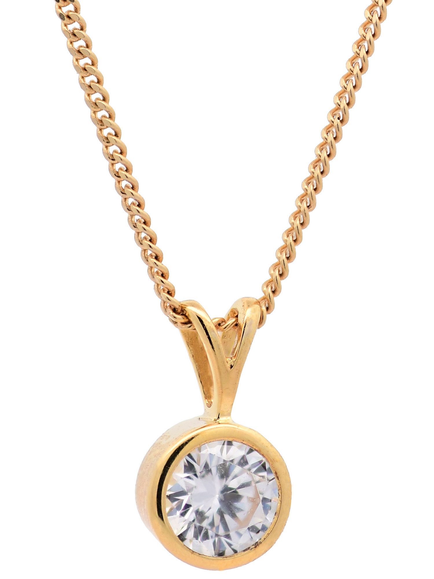 Kettenanhänger Anhänger Zarge Zirkonia 333 Gold mit vergoldeter Silberkette 36 cm