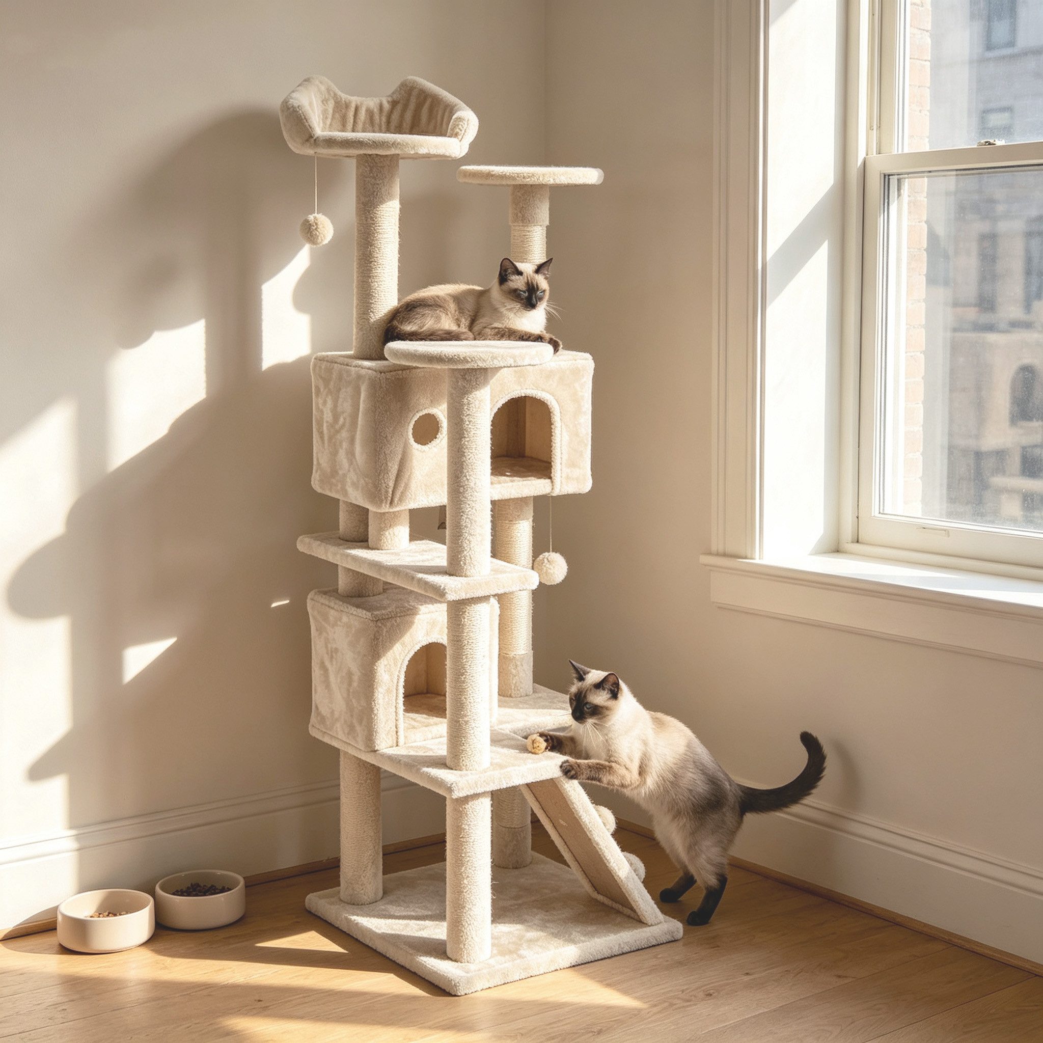 OTTO home Kratzbaum Lofty, stabile Spanplatte, robuster Sisal und kuscheliger Plüsch