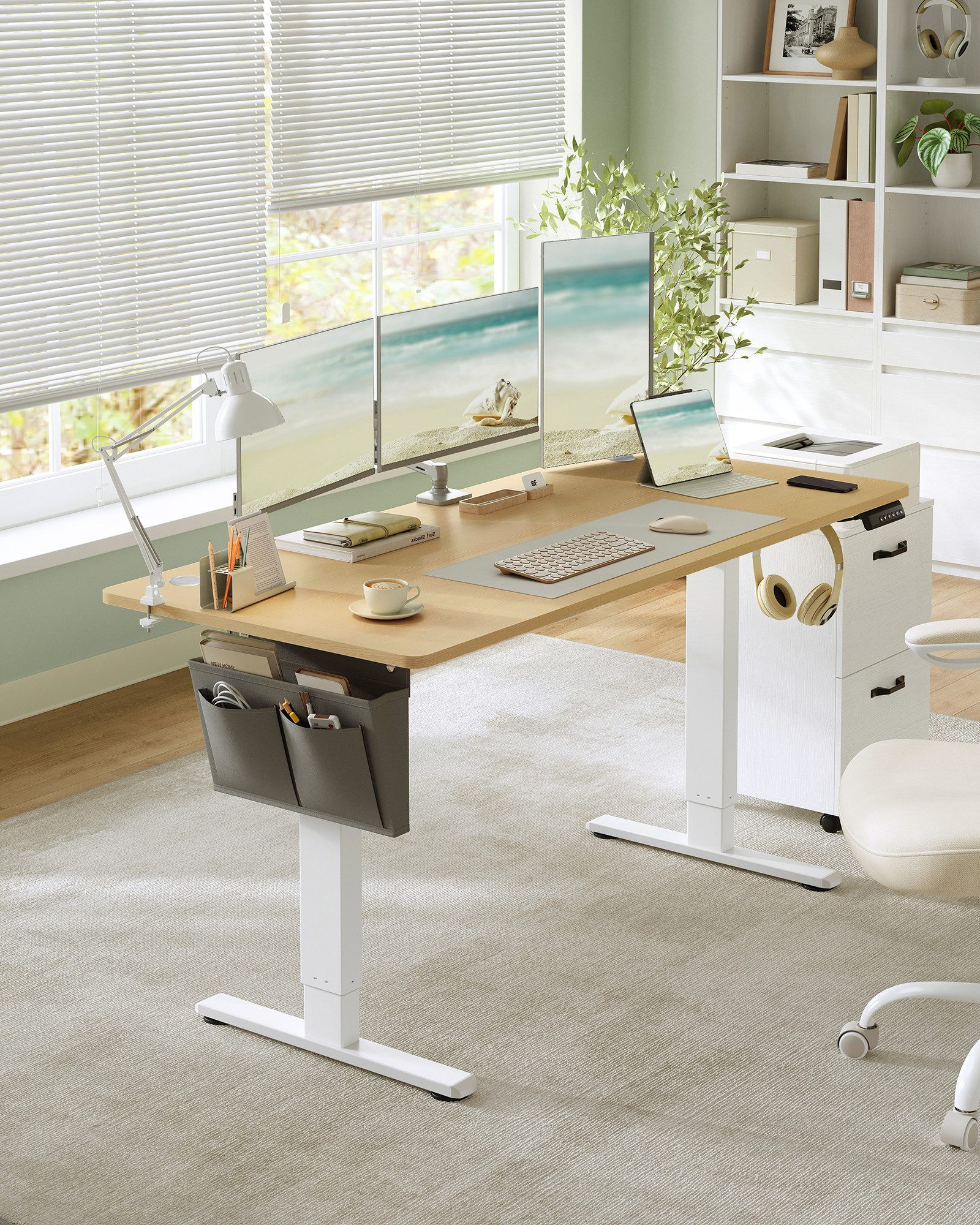 SONGMICS Schreibtisch Höhenverstellbarer elektrisch, 120/140/160/180 cm, günstig online kaufen