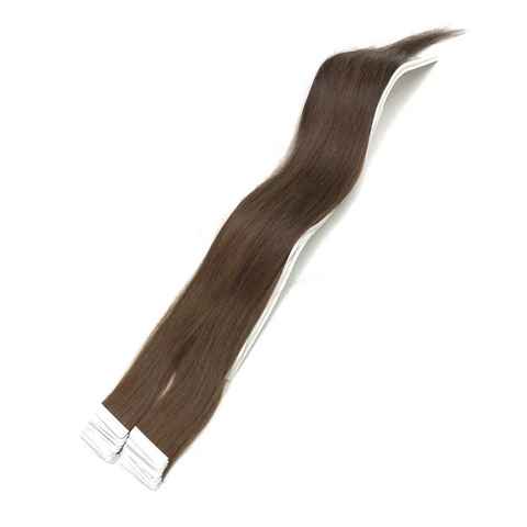 Haarwelten Deluxe Hair Extensions Echthaar-Extension Tape in Hair Echthaartapes, dunkelblond, Remy Haar für Haarextensions, 100% Echthaartresse für Extensions als Tape