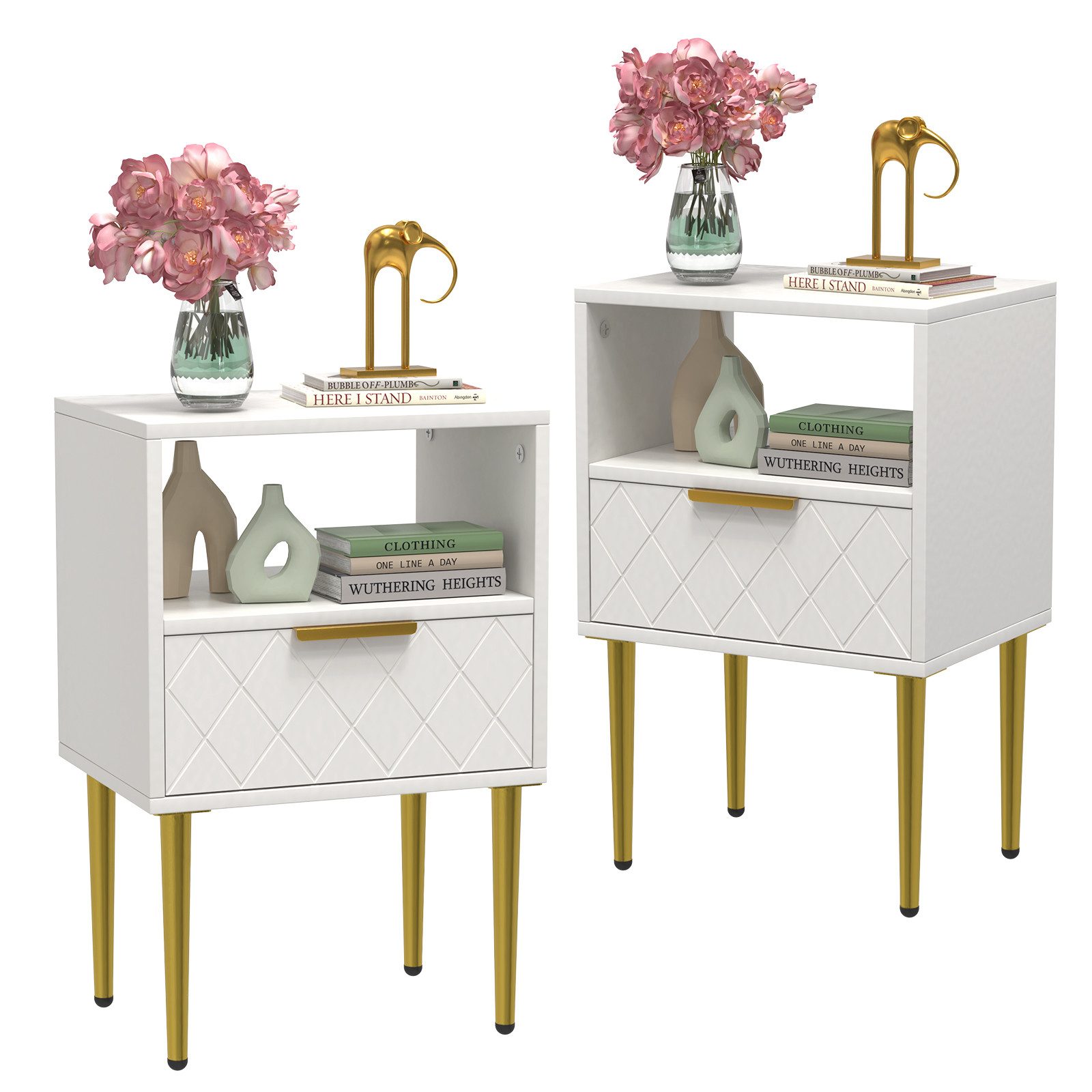 JEOBEST Nachttisch Nachtschrank Beistelltisch mit 1 Schublade und 1 Offenem günstig online kaufen