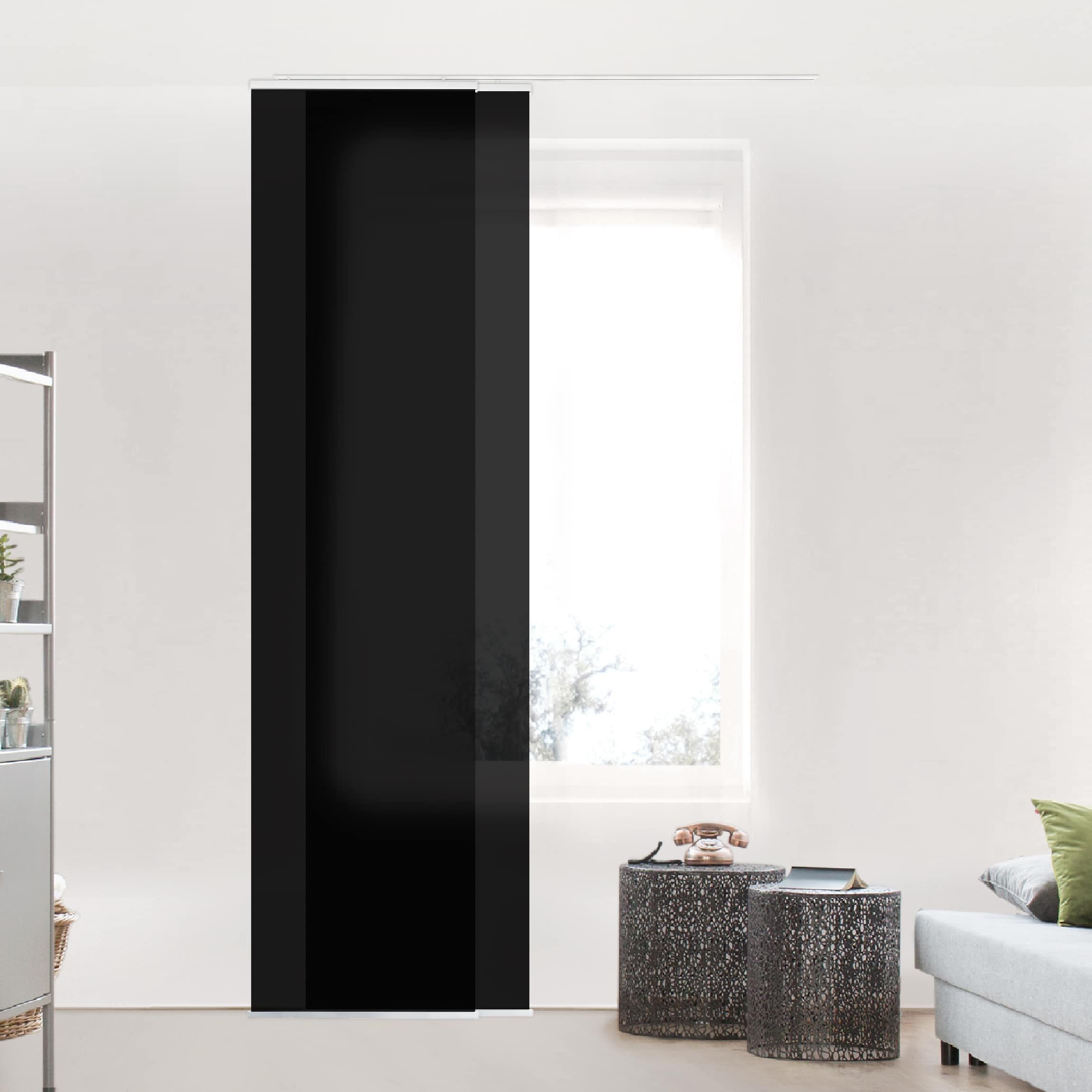Bilderdepot24 Schiebegardine modern Flächenvorhang blickdicht Tiefschwarz, günstig online kaufen