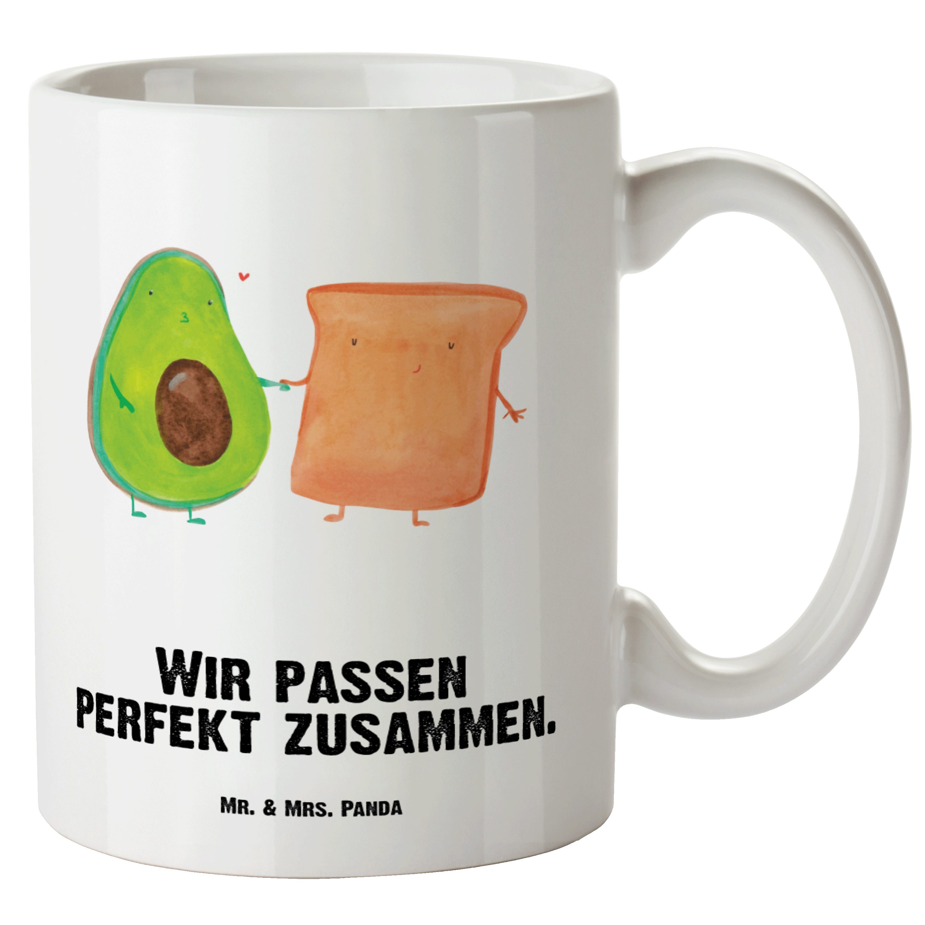 Mr. & Mrs. Panda Tasse Avocado Toast - Weiß - Geschenk, Freund, XL Becher, Gesund, XL Tasse, XL Tasse Keramik, Prächtiger Farbdruck