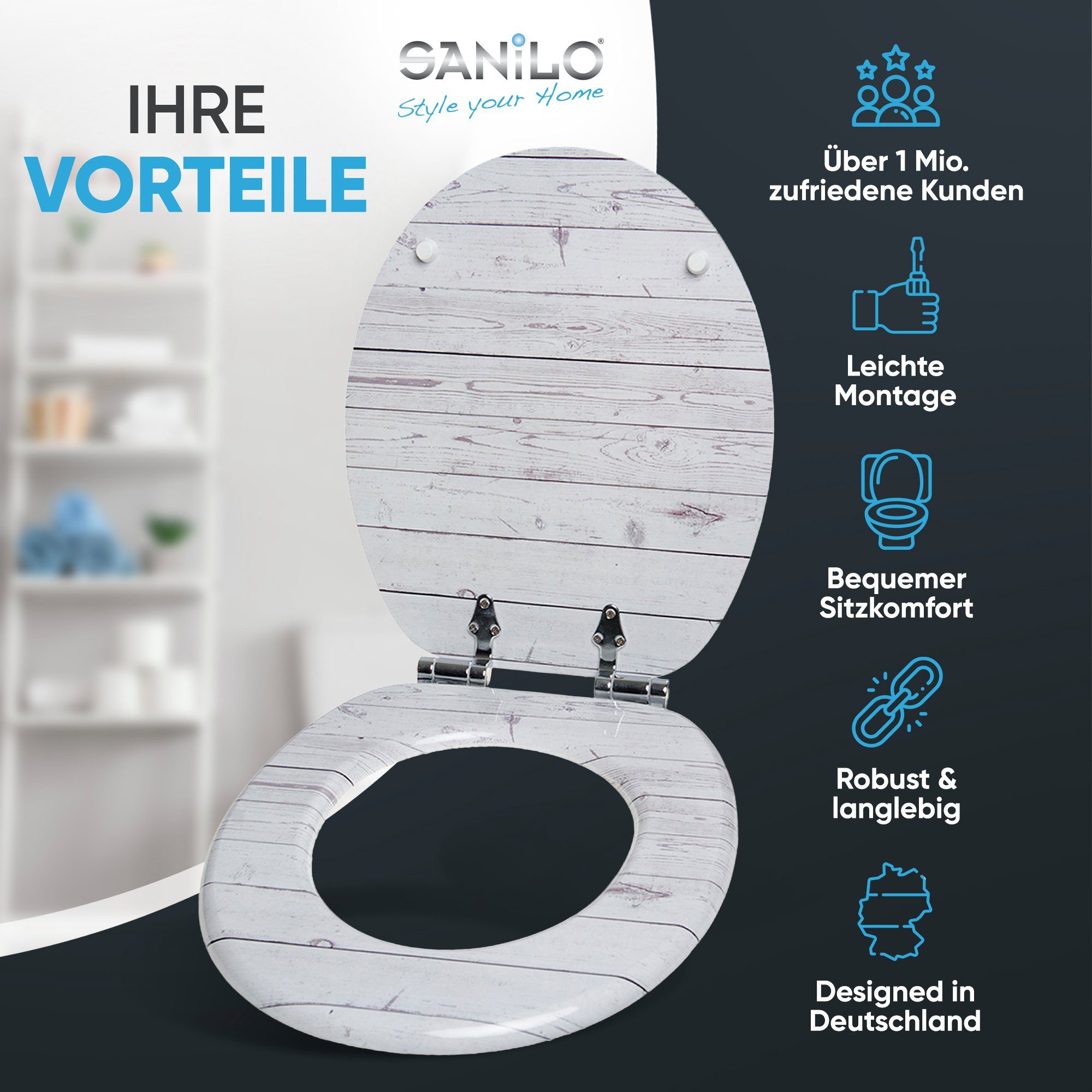 Sanilo WC-Sitz Timber, mit Absenkautomatik, hochwertig & modern, universell, leichte Montage