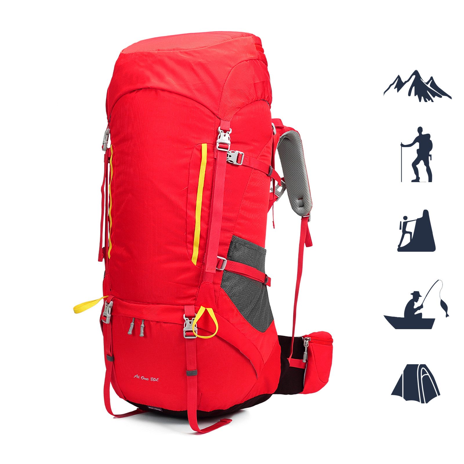 TAN.TOMI Wanderrucksack 80L Trekkingrucksack Campingrucksack Wanderrucksack Großer, Reiserucksack Mit Regenabdeckung für Wandern, Radfahren, Klettern