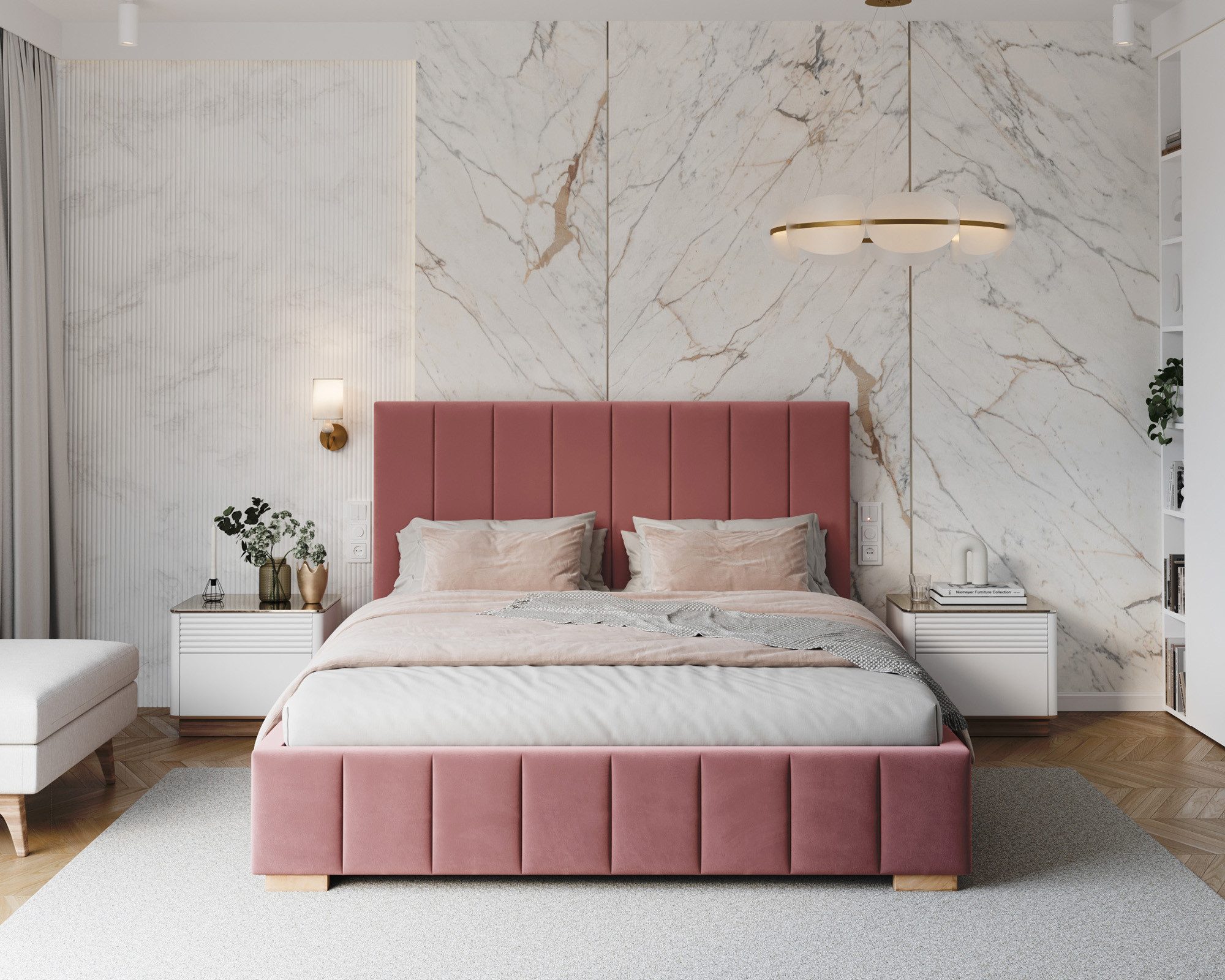 thematys Polsterbett 90x200–180x200 cm – Samt Velours, Bett mit Bettkasten & Lattenrost (Optional mit 28 cm H3/H4 Taschenfederkern oder 23 cm Taschenfederkern-Matratze H2, hydraulisches Stauraumbett)