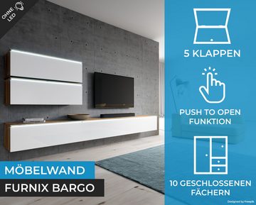 Furnix Mediawand Möbelwand BARGO V ohne LED 3x TV-Schrank 2x Regal, mit viel Stauraum, Breite 300 cm