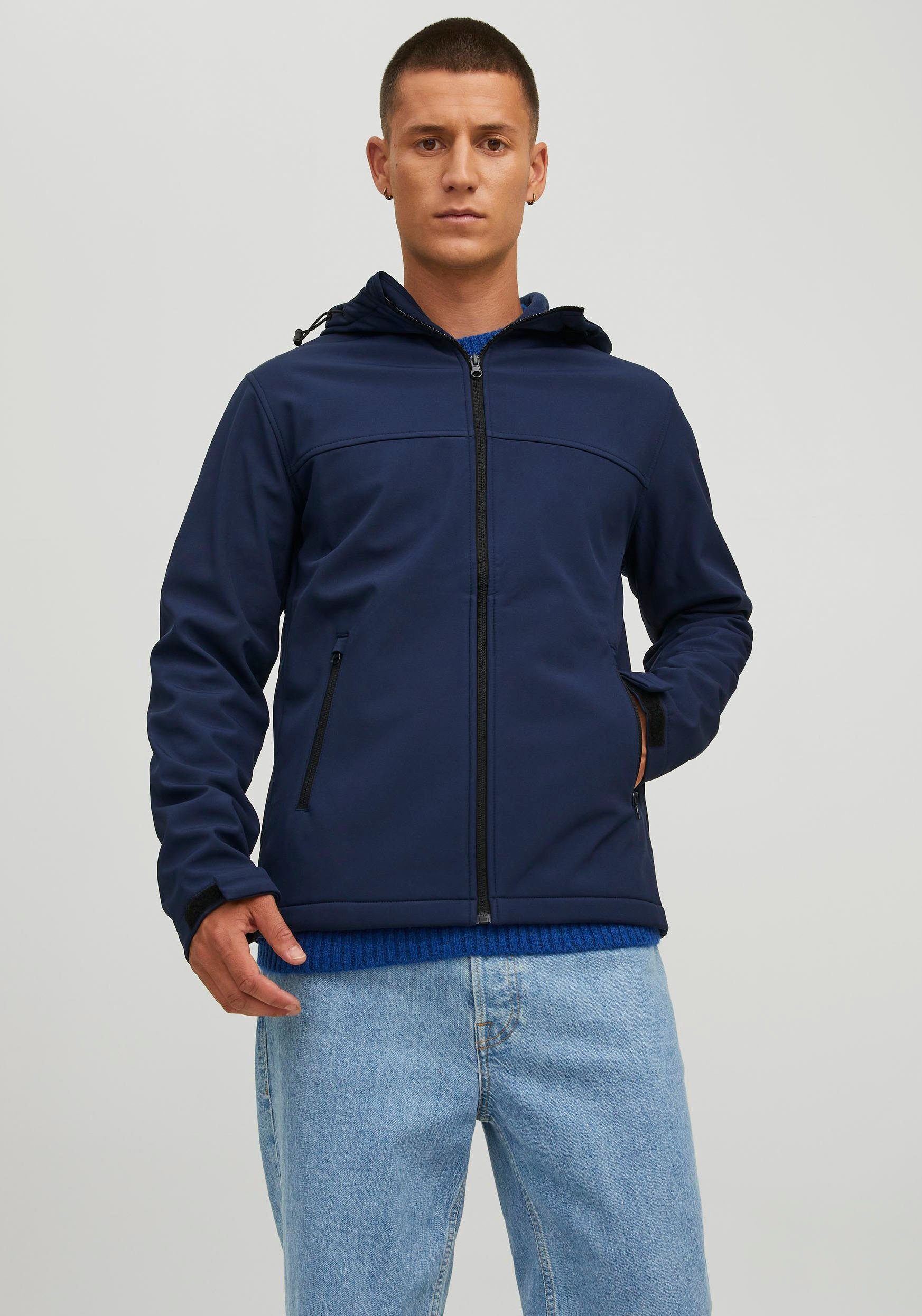 Jack & Jones Softshelljacke MARVIN HOOD SOFTSHELL navy