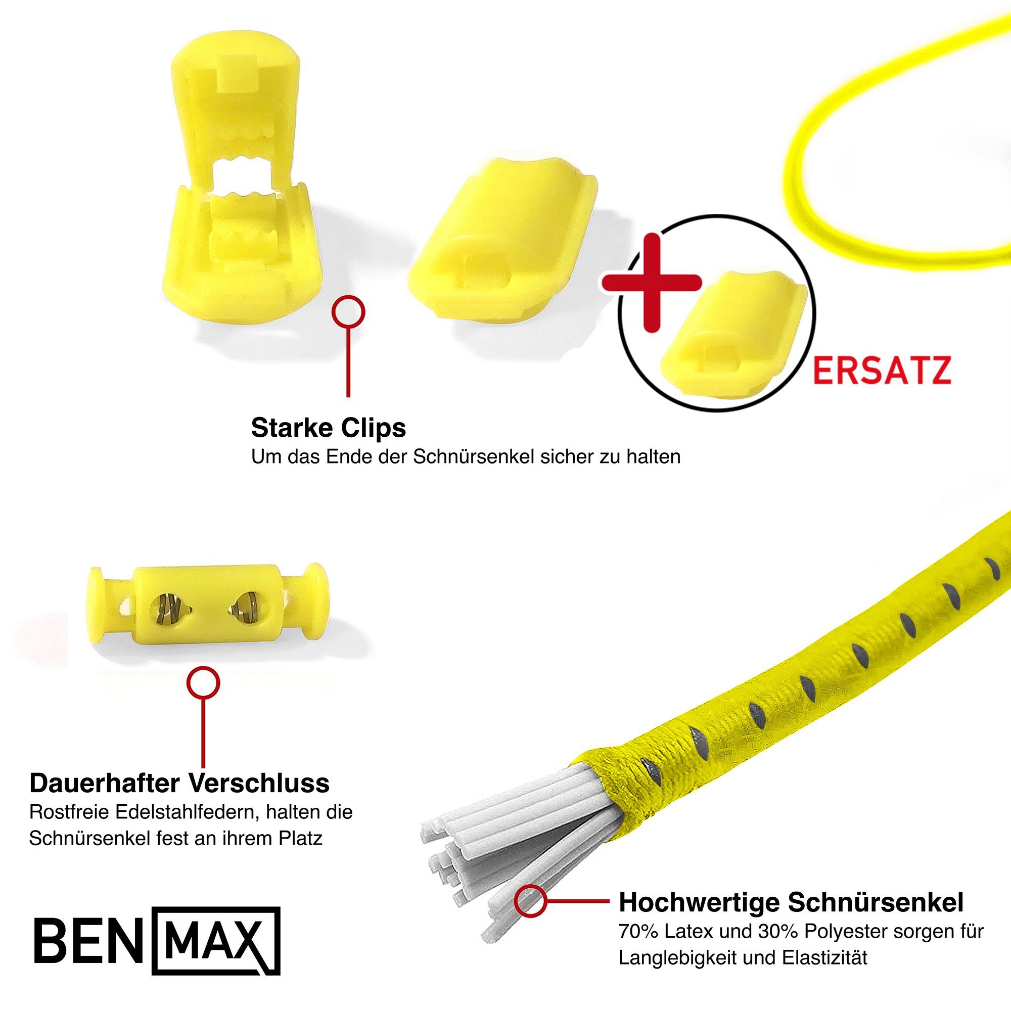 Smith & Solo Schnürsenkel Schnürsenkel ohne Binden, Elastisch